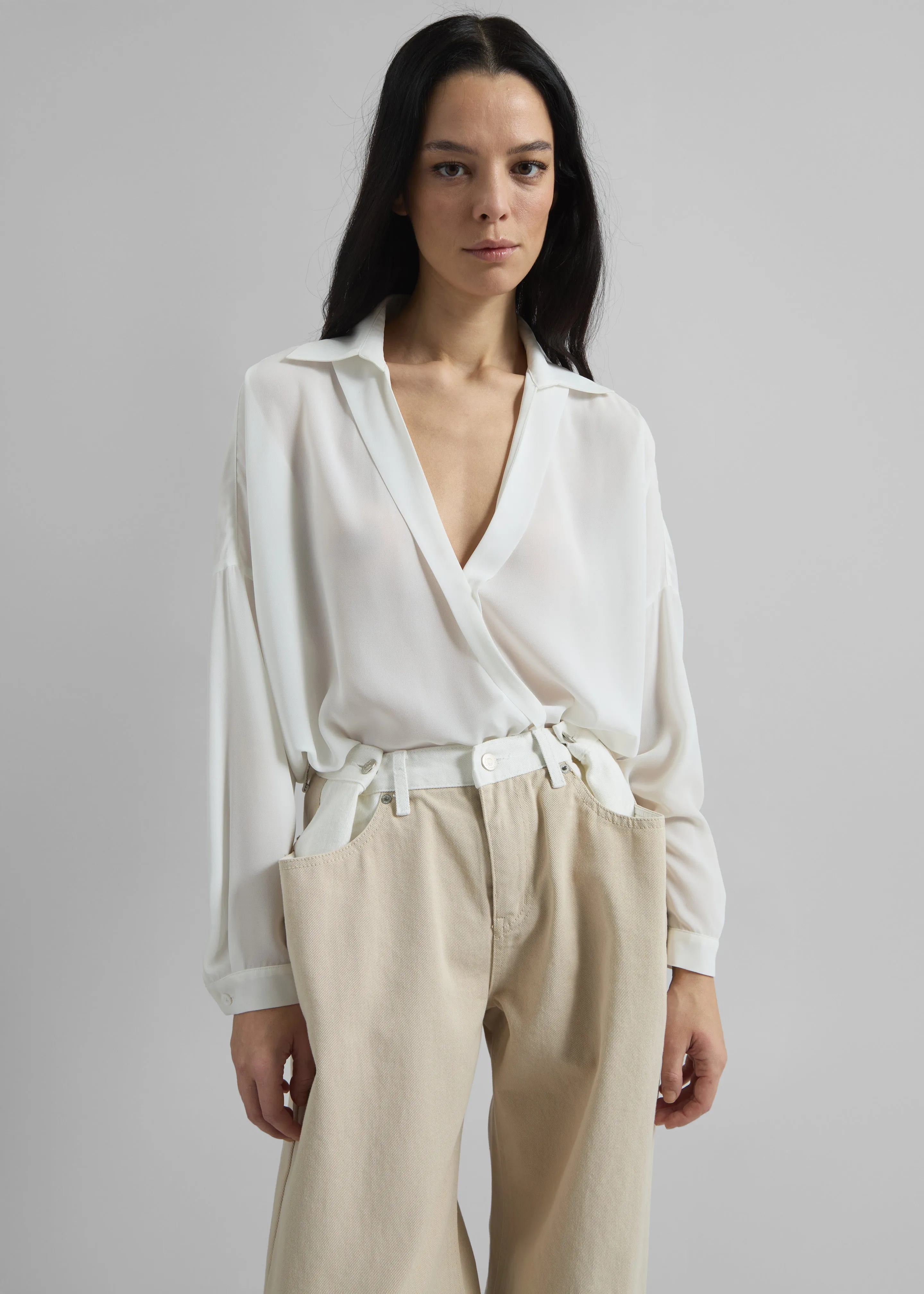 Hayla Contrast Denim Pants - Beige/Off White sold by Frankie Shop product image thumbnail 5