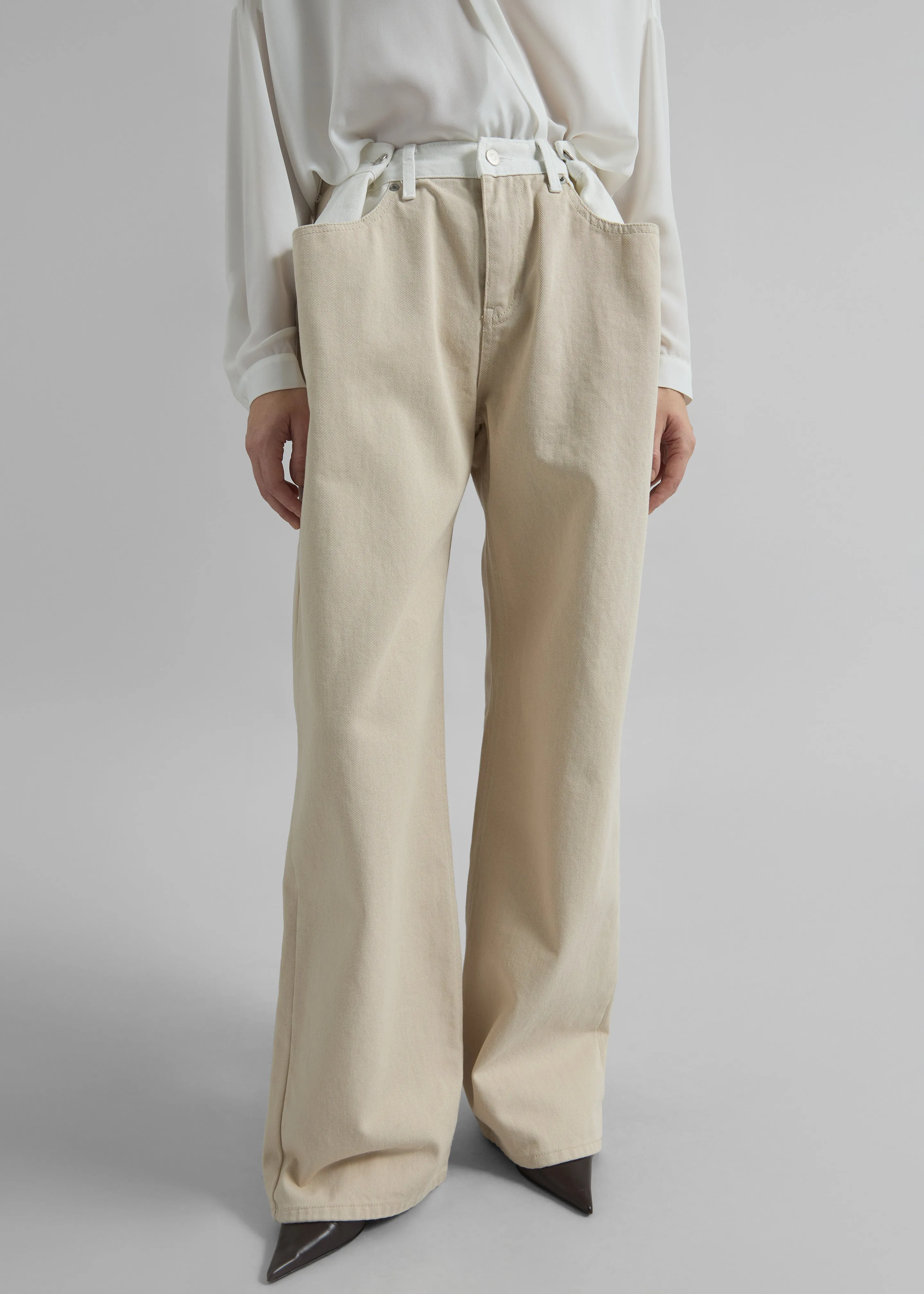 Hayla Contrast Denim Pants - Beige/Off White sold by Frankie Shop product image thumbnail 4