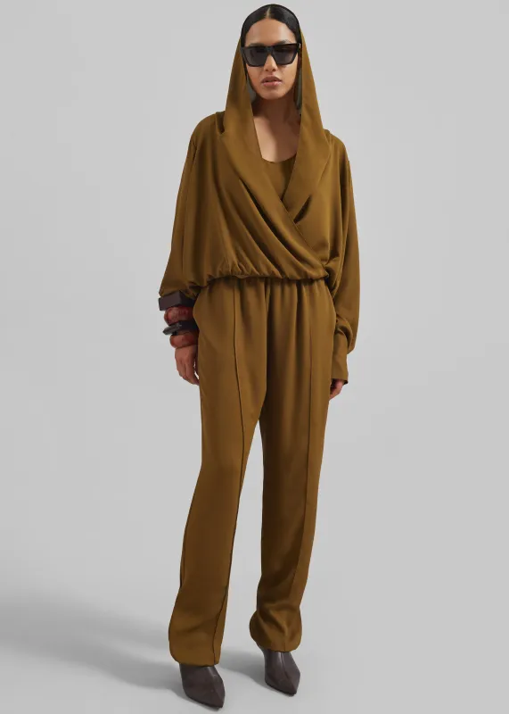 Annie Fluid Hooded Blouse - Khaki Bronze made by Frankie Shop