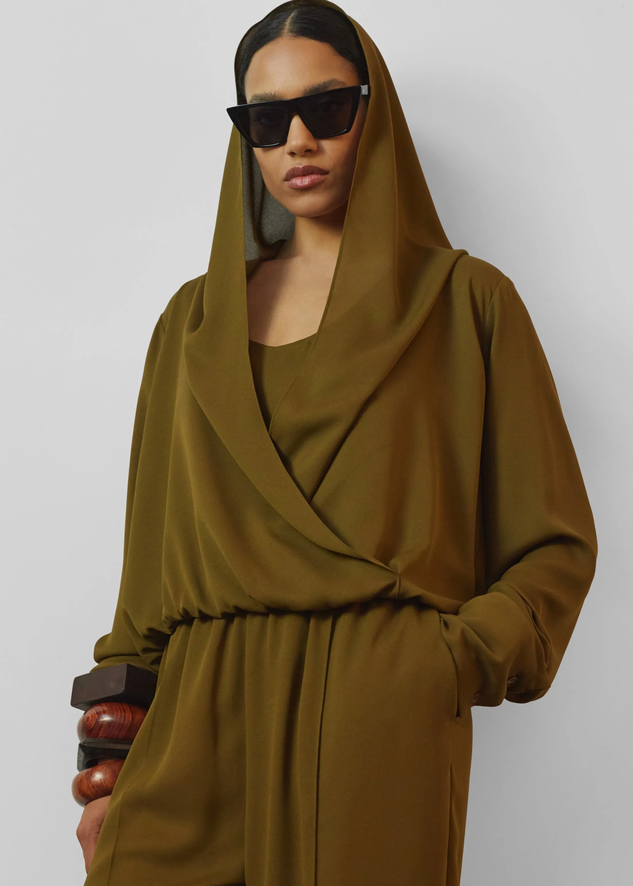 Annie Fluid Hooded Blouse - Khaki Bronze sold by Frankie Shop product image thumbnail 5