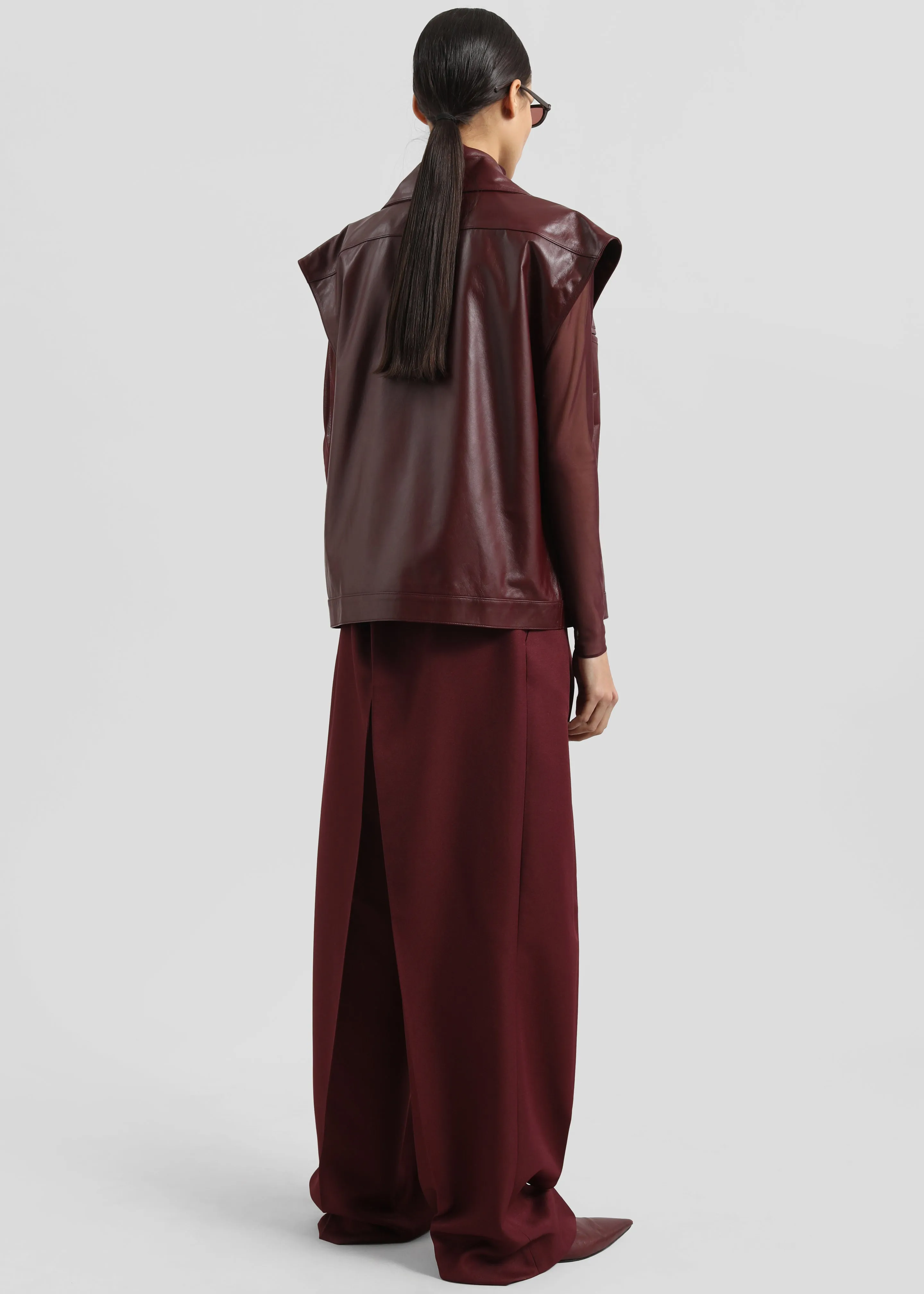 Cetina Leather Vest - Burgundy sold by Frankie Shop product image thumbnail 5