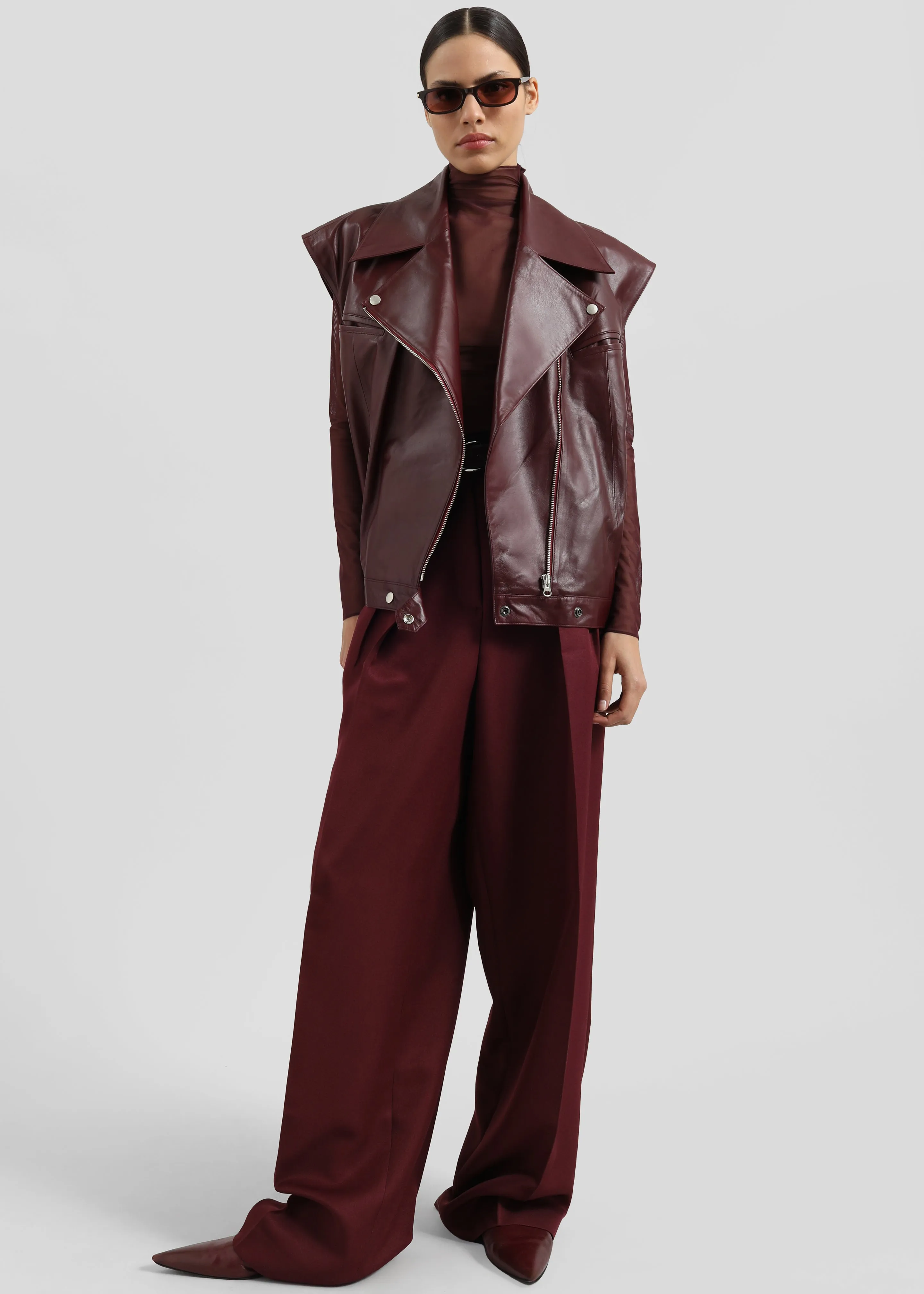 Cetina Leather Vest - Burgundy sold by Frankie Shop