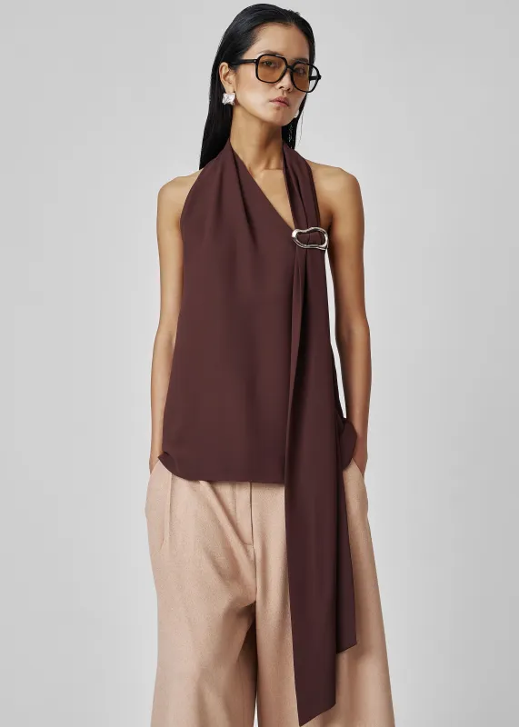 Belisa Draped Embellished Top - Brown sold by Frankie Shop