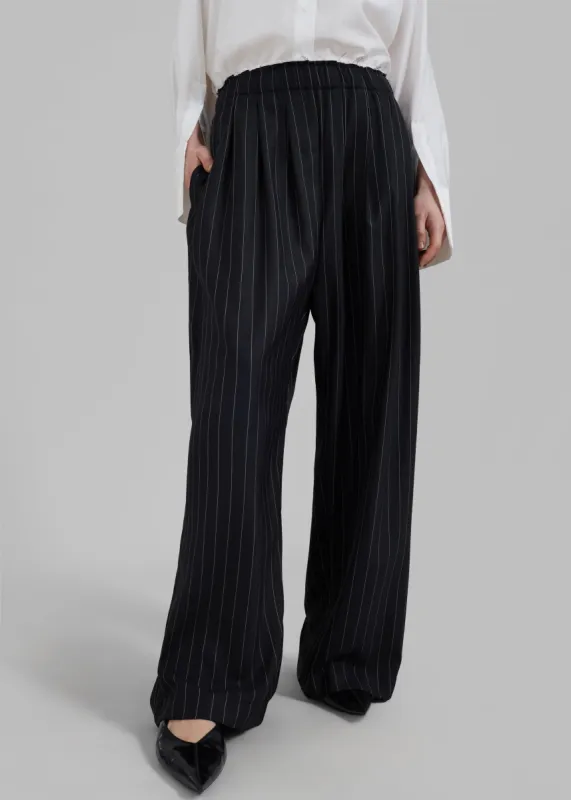 Caden Boxer Trousers - Black/White Pinstripe sold by Frankie Shop