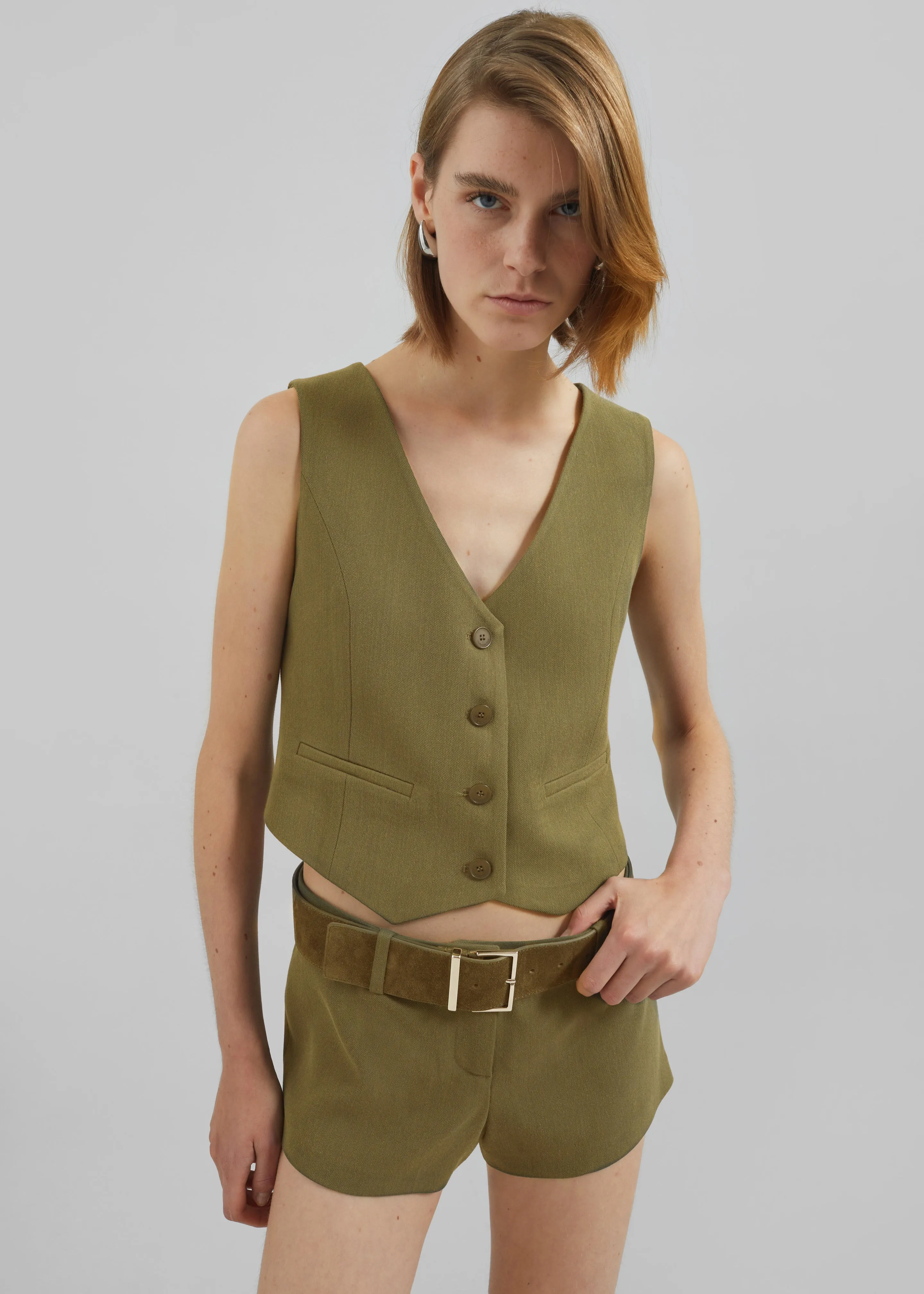 Roma Vest - Khaki sold by Frankie Shop product image thumbnail 4