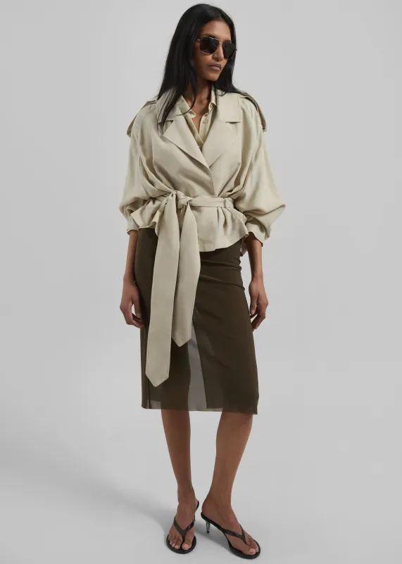 Simona Short Trench - Cement sold by Frankie Shop