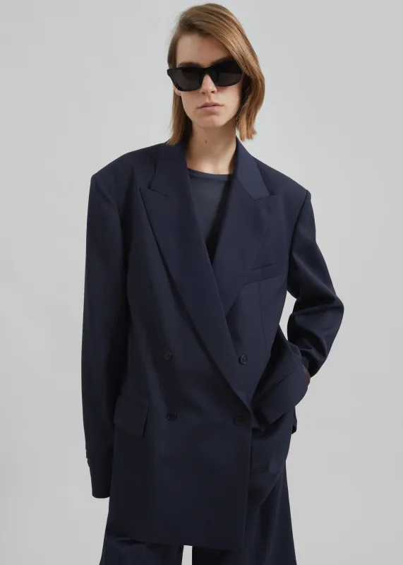 Newark Double Breasted Blazer - Navy sold by Frankie Shop