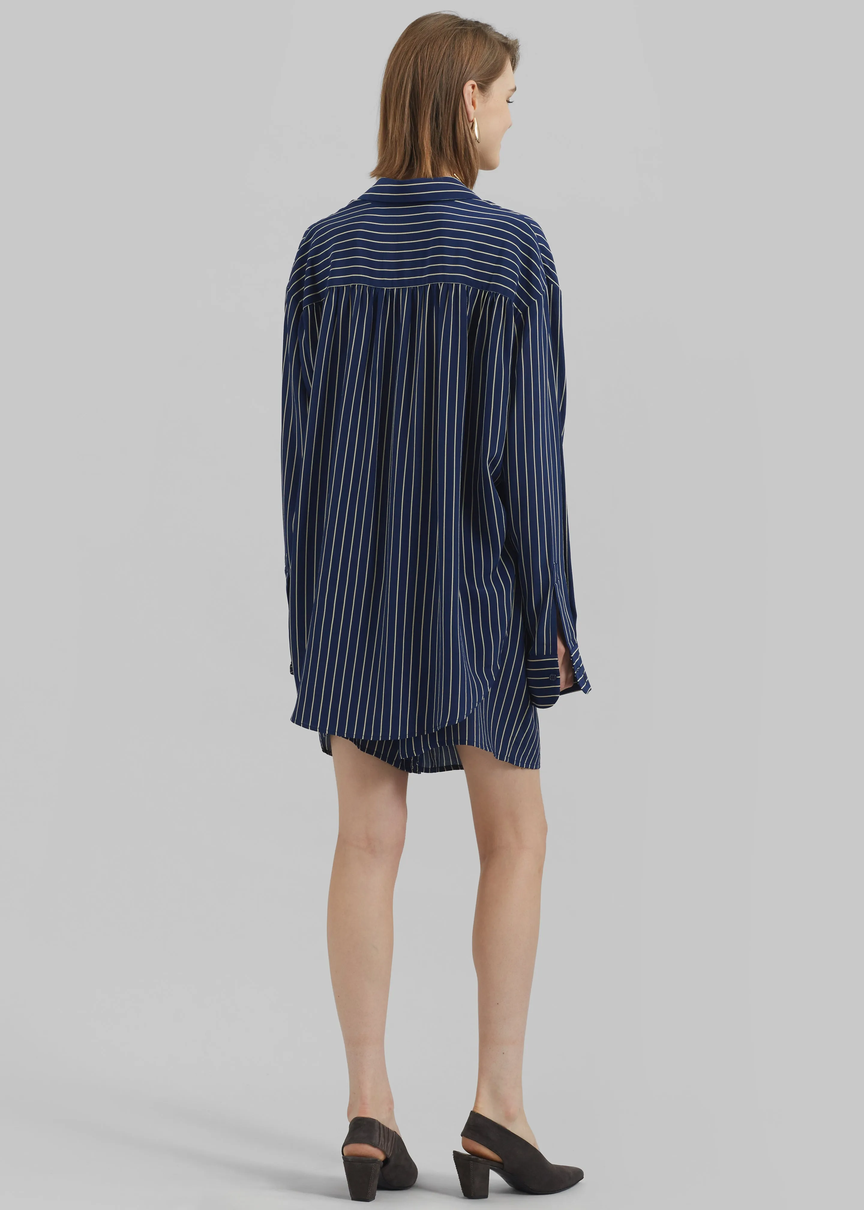 Lui Striped Shirt - Navy/Beige Pinstripe sold by Frankie Shop product image thumbnail 5