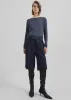 Bilbao Pleated Wool Bermuda Shorts - Navy sold by Frankie Shop