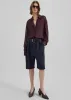 Bilbao Pleated Wool Bermuda Shorts - Navy sold by Frankie Shop