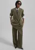 Daytona Pleated Wool Trousers - Khaki sold by Frankie Shop