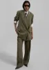 Daytona Pleated Wool Trousers - Khaki sold by Frankie Shop