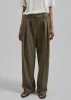 Daytona Pleated Wool Trousers - Khaki sold by Frankie Shop