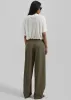Daytona Pleated Wool Trousers - Khaki sold by Frankie Shop