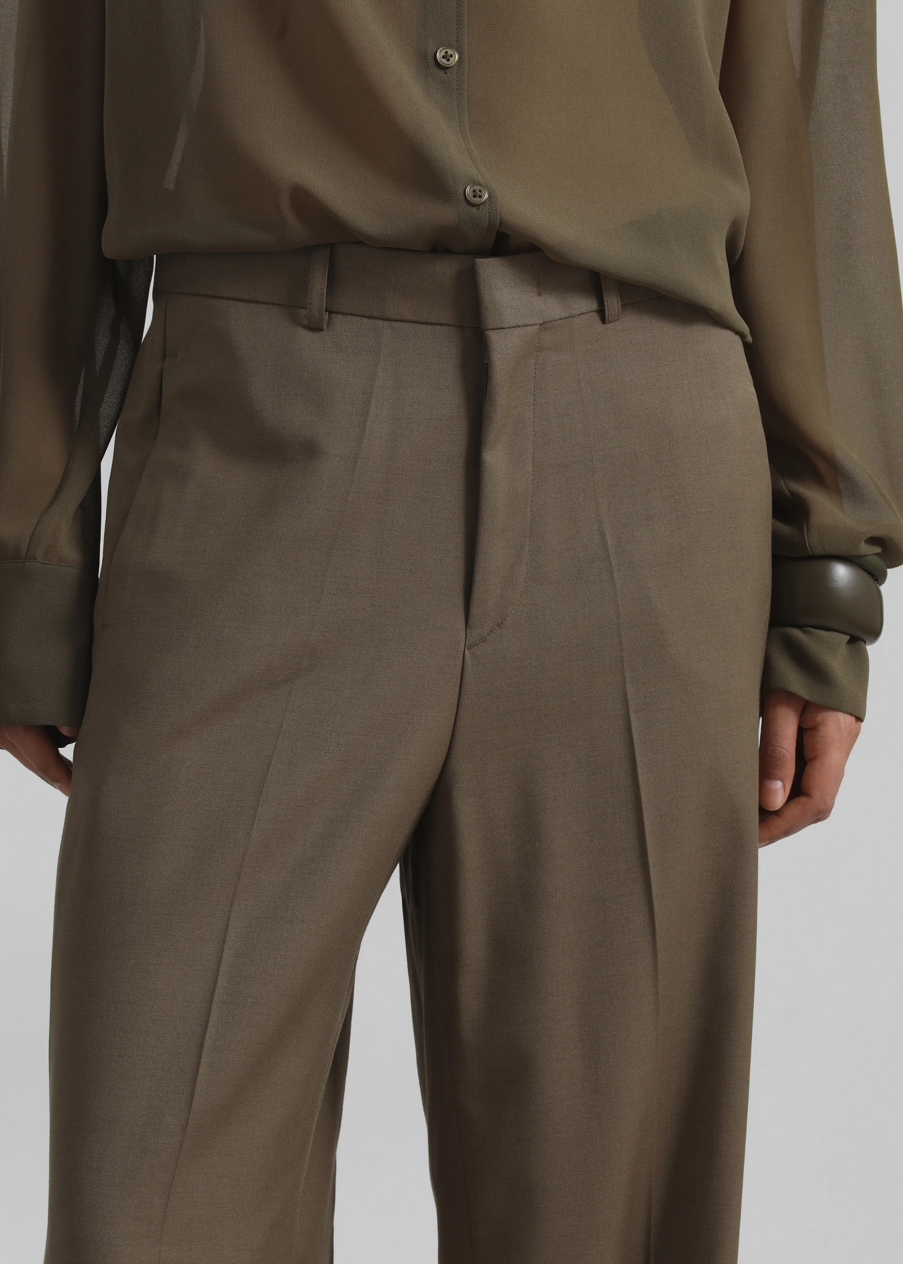 Malvan Wide Trousers - Olive Brown sold by Frankie Shop product image thumbnail 5