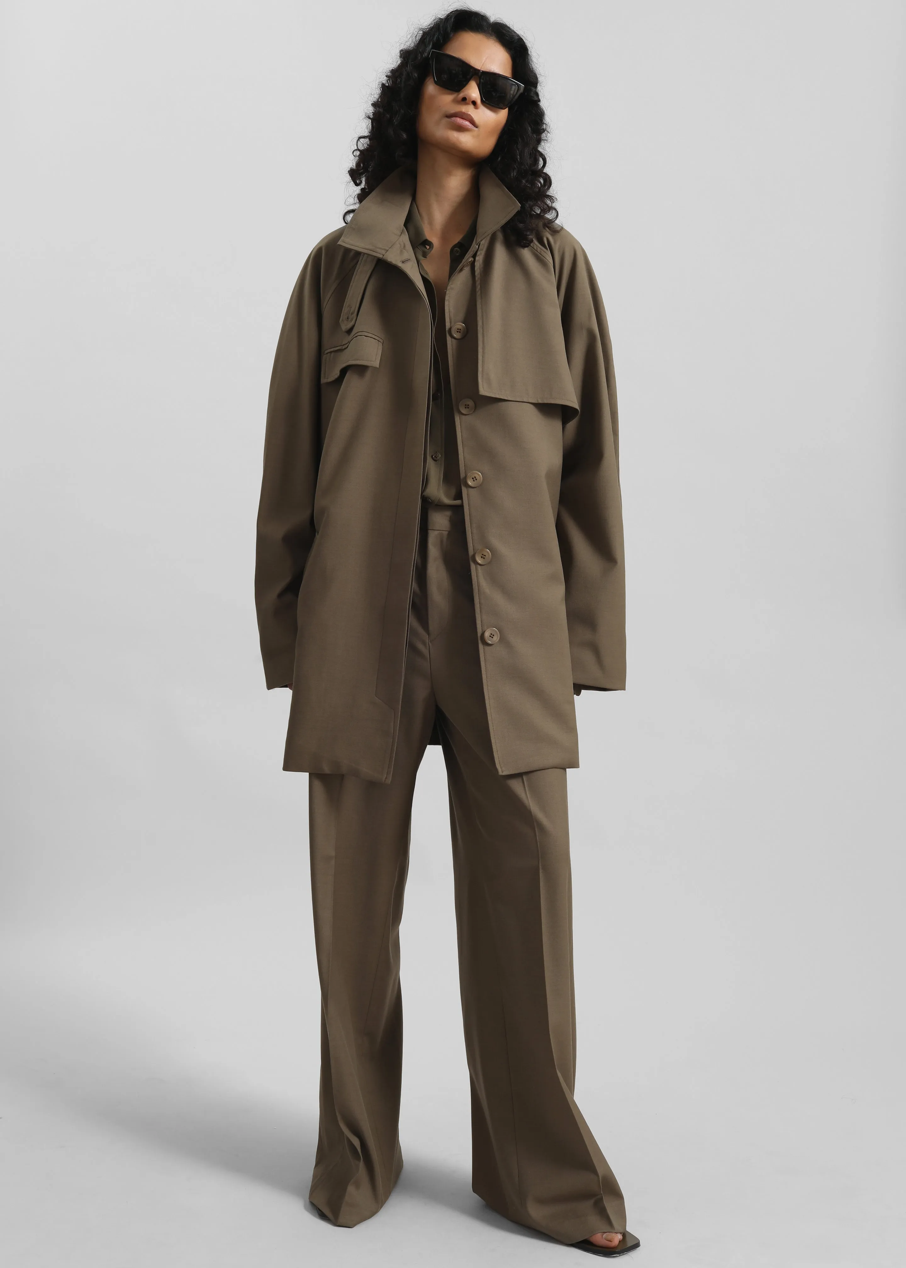 Malvan Wide Trousers - Olive Brown sold by Frankie Shop product image thumbnail 2