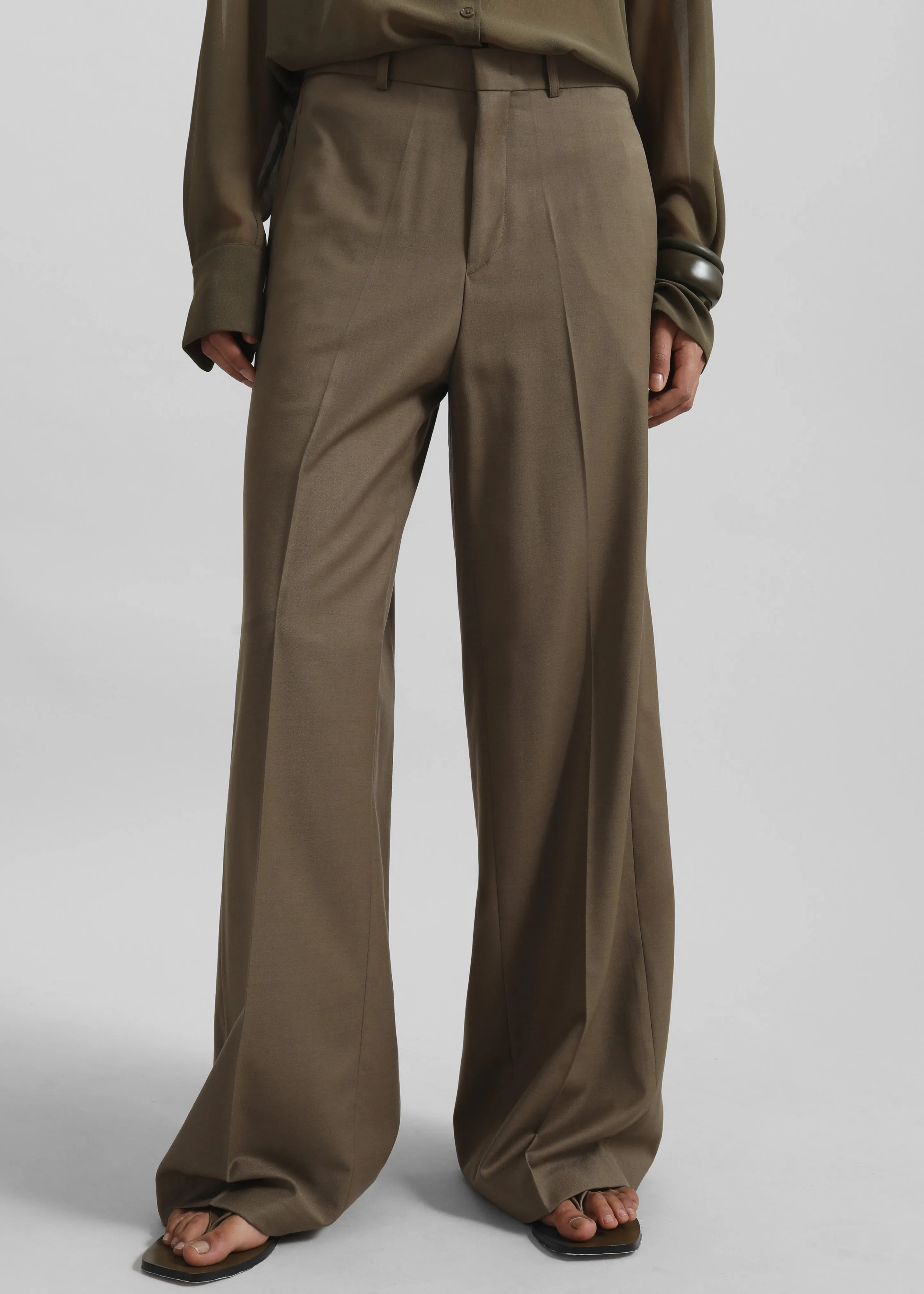 Malvan Wide Trousers - Olive Brown sold by Frankie Shop product image thumbnail 3