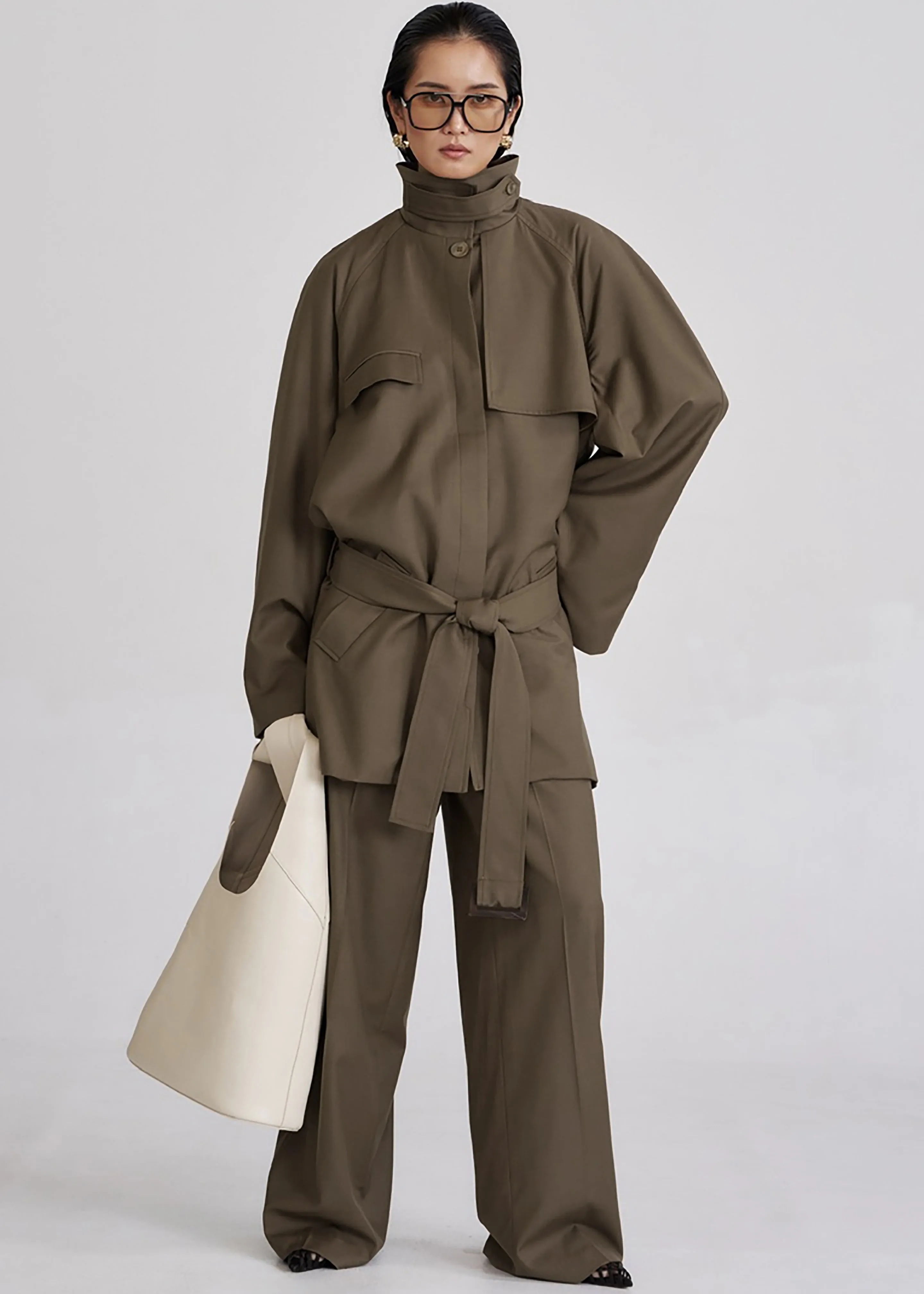 Malvan Wide Trousers - Olive Brown sold by Frankie Shop product image thumbnail 4