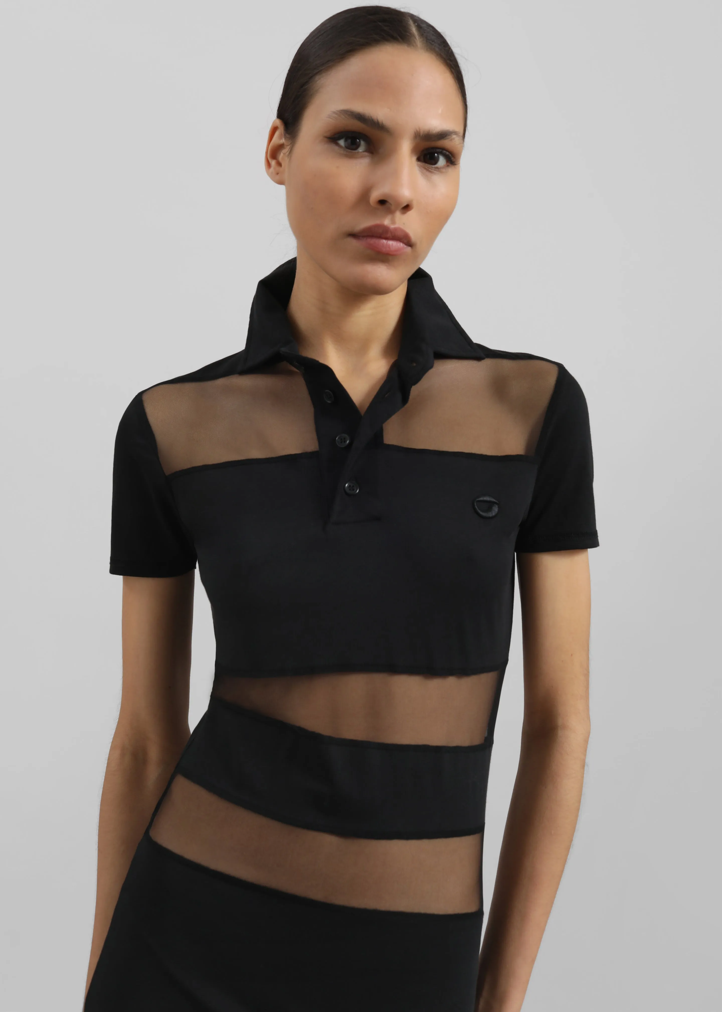 Coperni Striped Sheer Polo Dress - Black sold by Frankie Shop product image thumbnail 2