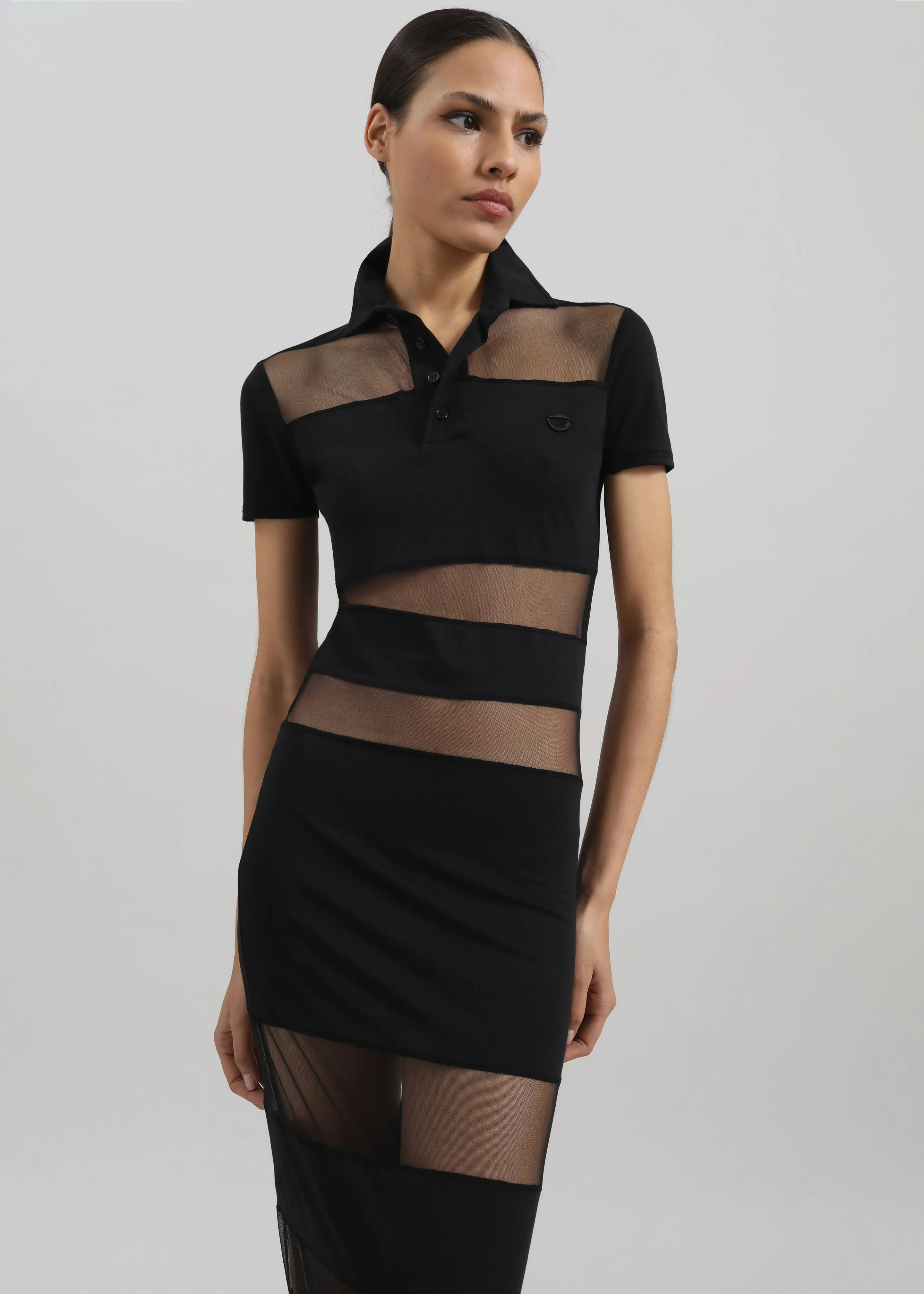 Coperni Striped Sheer Polo Dress - Black sold by Frankie Shop product image thumbnail 3