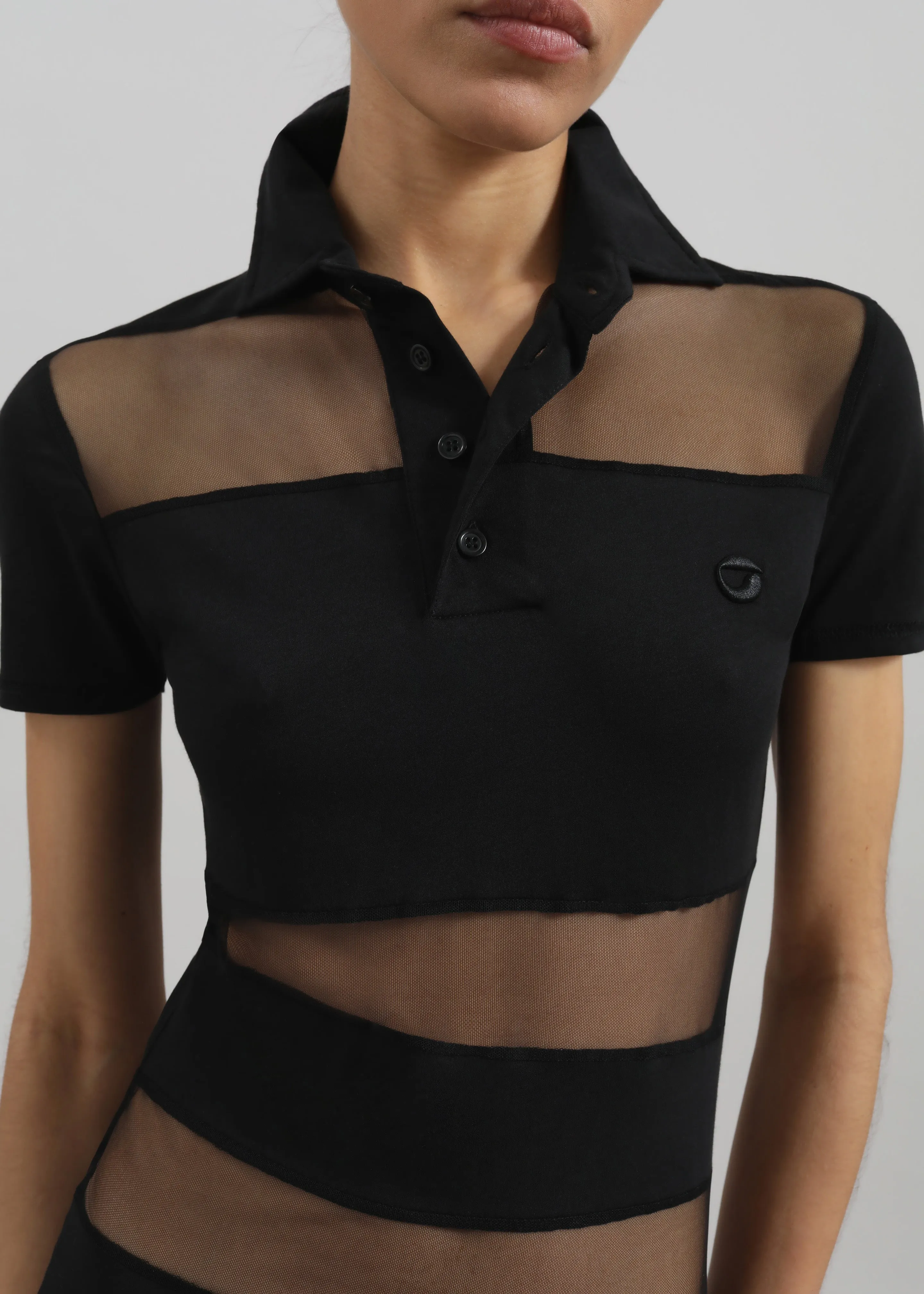 Coperni Striped Sheer Polo Dress - Black sold by Frankie Shop product image thumbnail 4