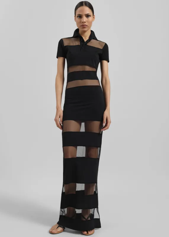 Coperni Striped Sheer Polo Dress - Black sold by Frankie Shop