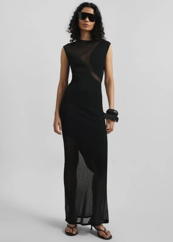 Rotate Sheer Knit Maxi Dress - Black sold by Frankie Shop