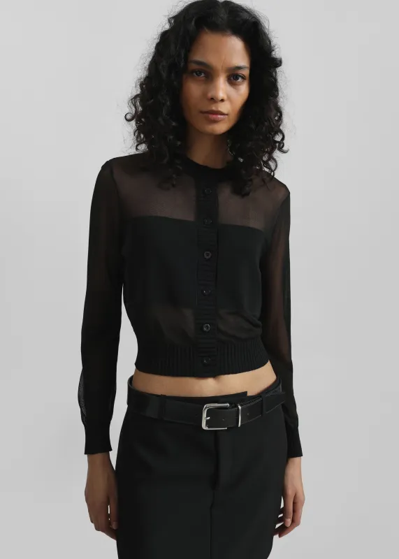 Rotate Sheer Knit Cardigan - Black sold by Frankie Shop