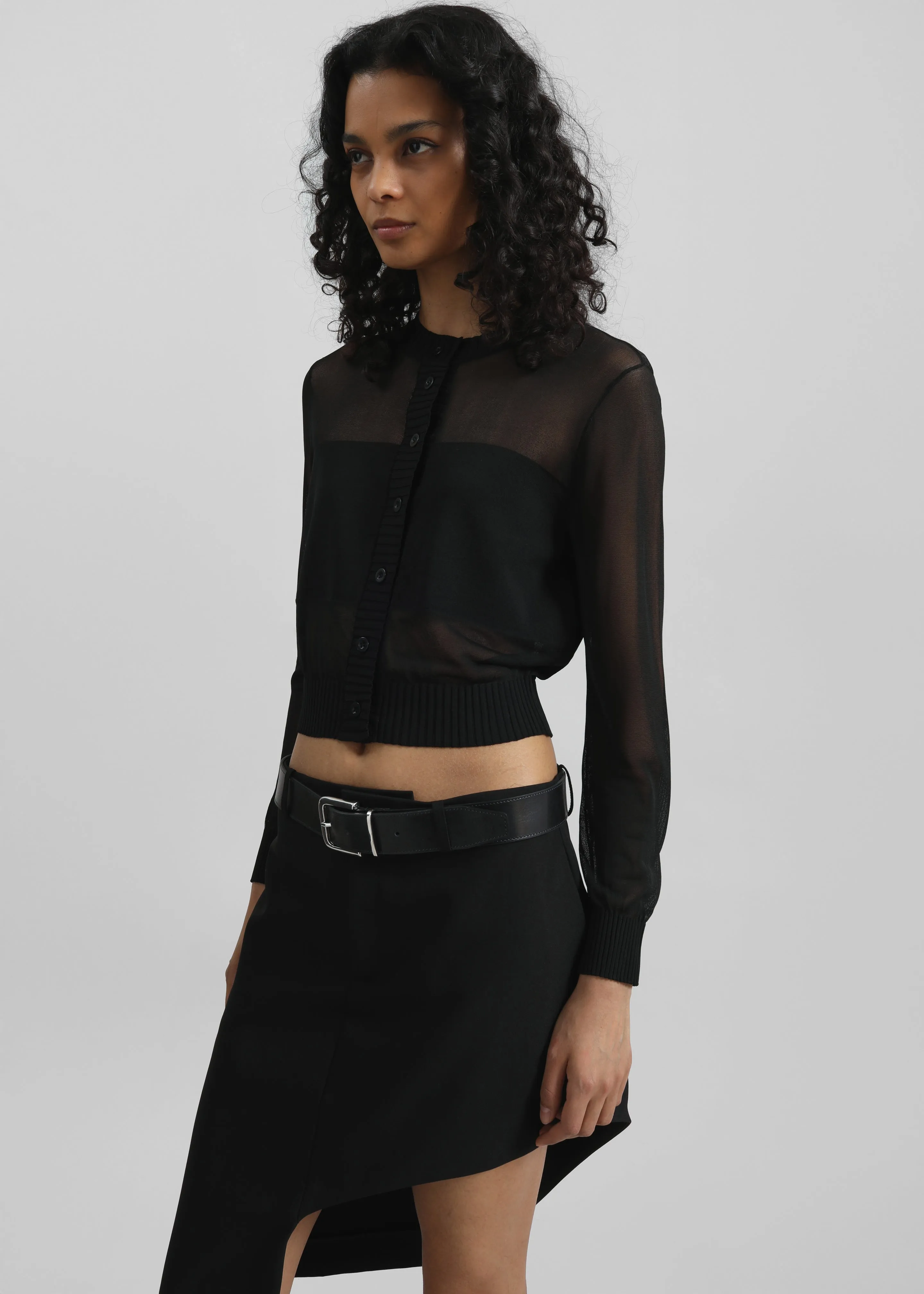 Rotate Sheer Knit Cardigan - Black sold by Frankie Shop product image thumbnail 5