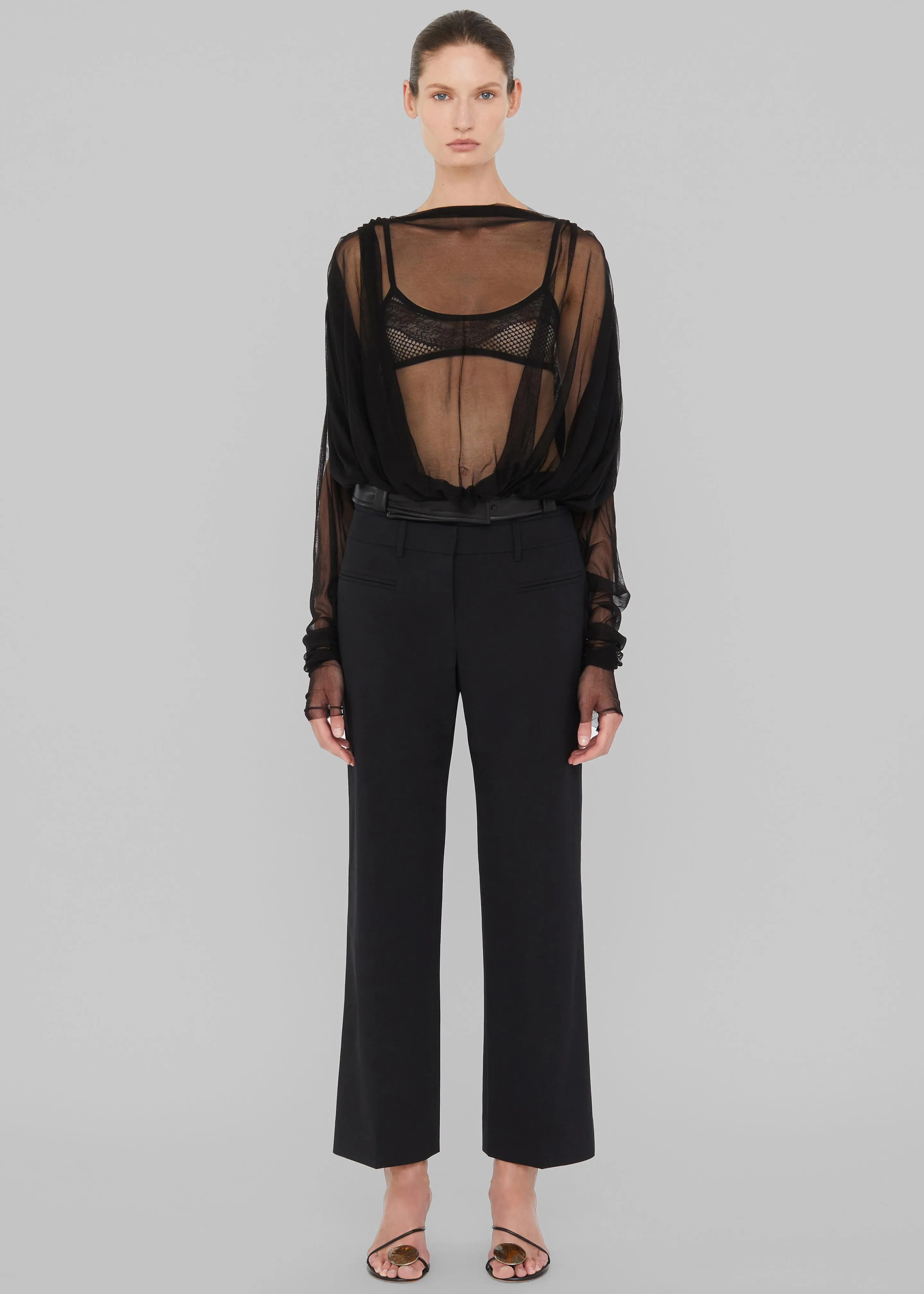Christopher Esber Ripple Tulle Circular Bodysuit - Black sold by Frankie Shop product image thumbnail 4