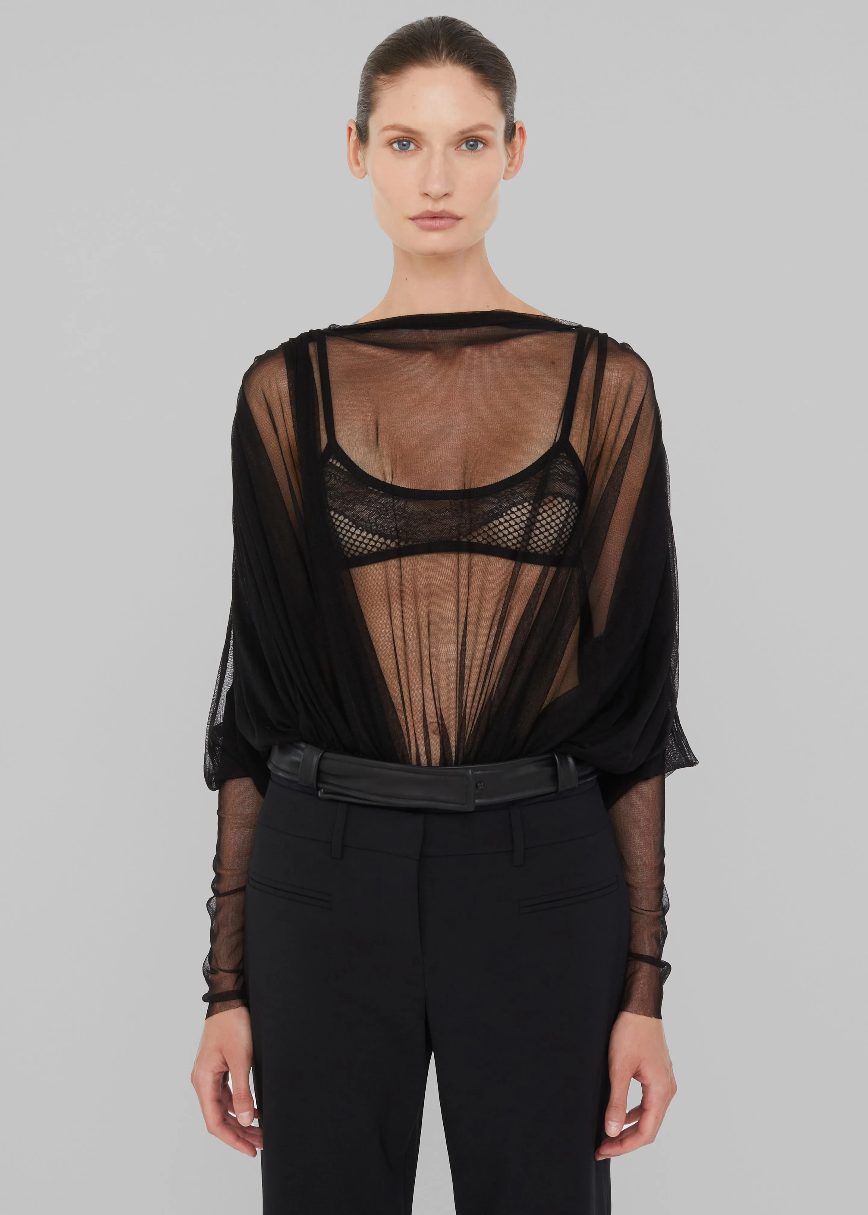 Christopher Esber Ripple Tulle Circular Bodysuit - Black sold by Frankie Shop product image thumbnail 2