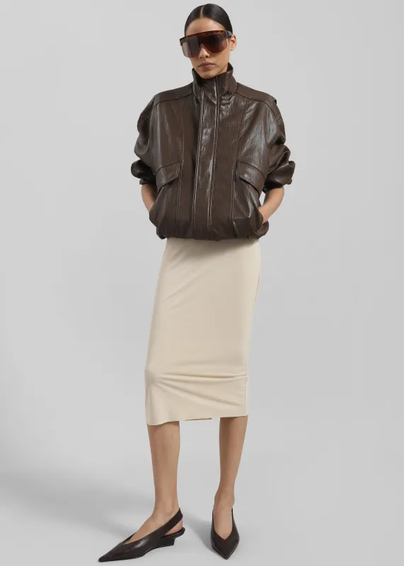 Burland Faux Leather Jacket - Brown made by Frankie Shop