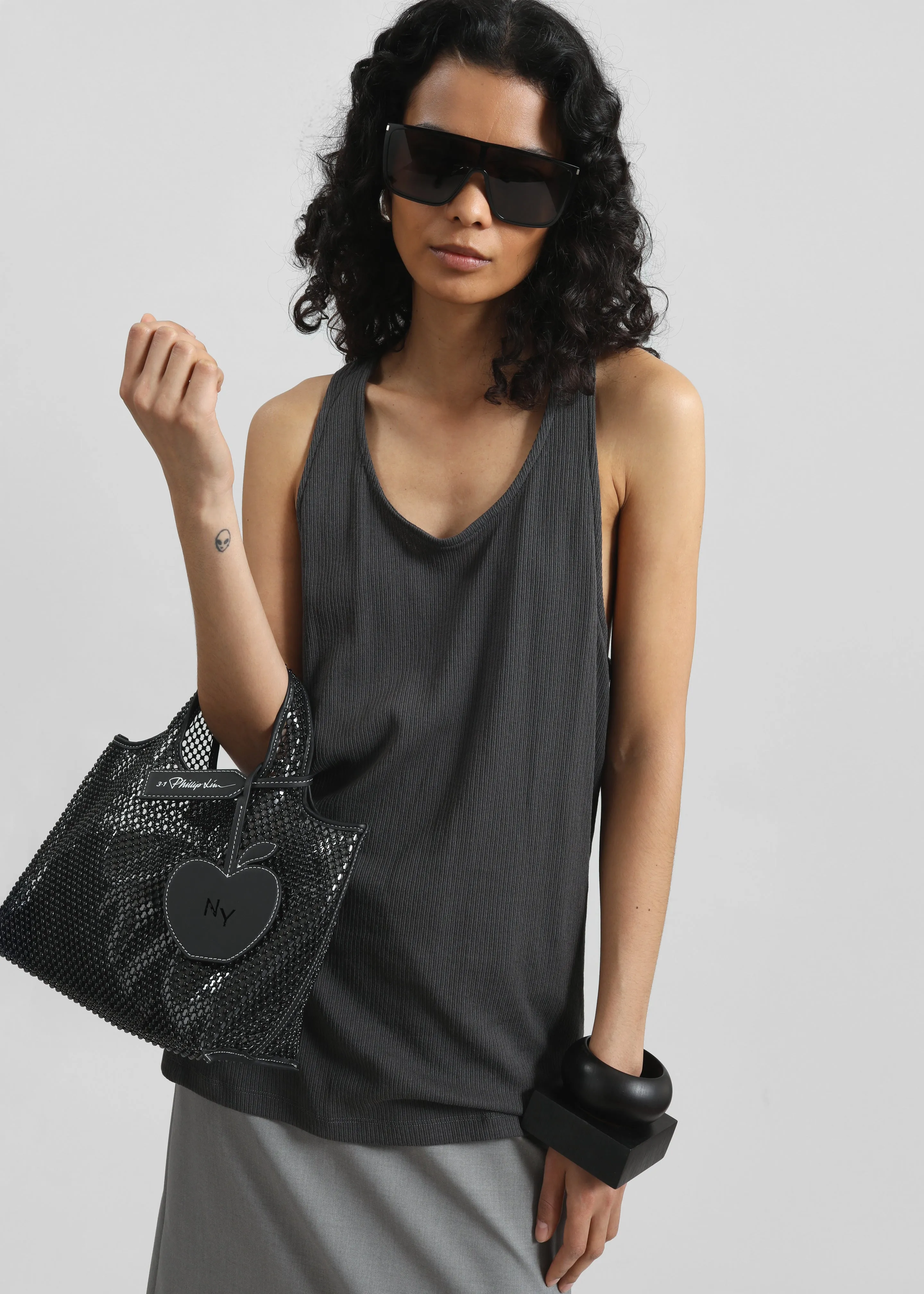 3.1 Phillip Lim Embellished Mesh Mini Market Tote - Black sold by Frankie Shop