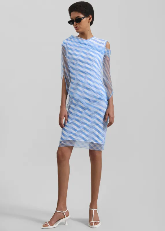 Sportmax Oreste Double-Layer Op-Art Dress - Light Blue made by Sportmax