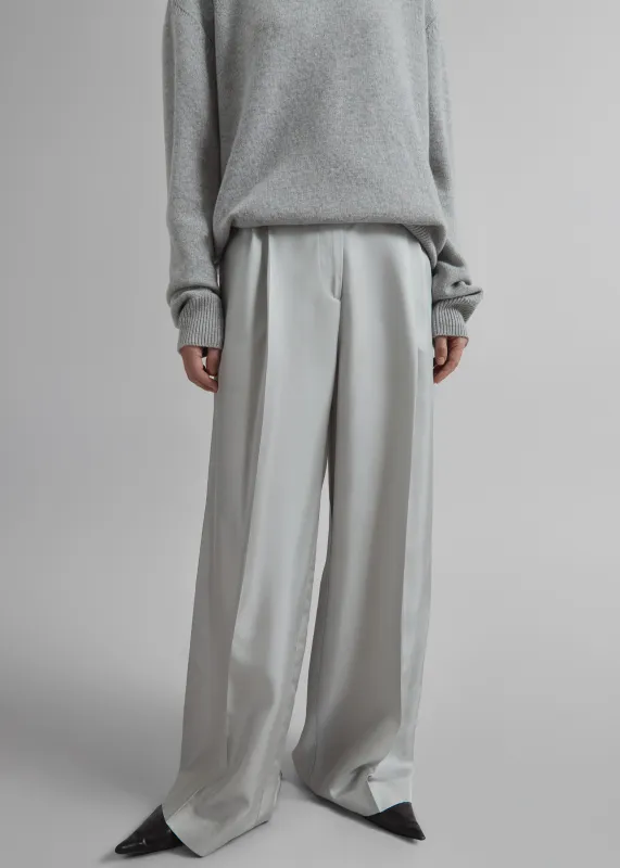 Marfa Pleated Silk Trousers - Grey sold by Frankie Shop