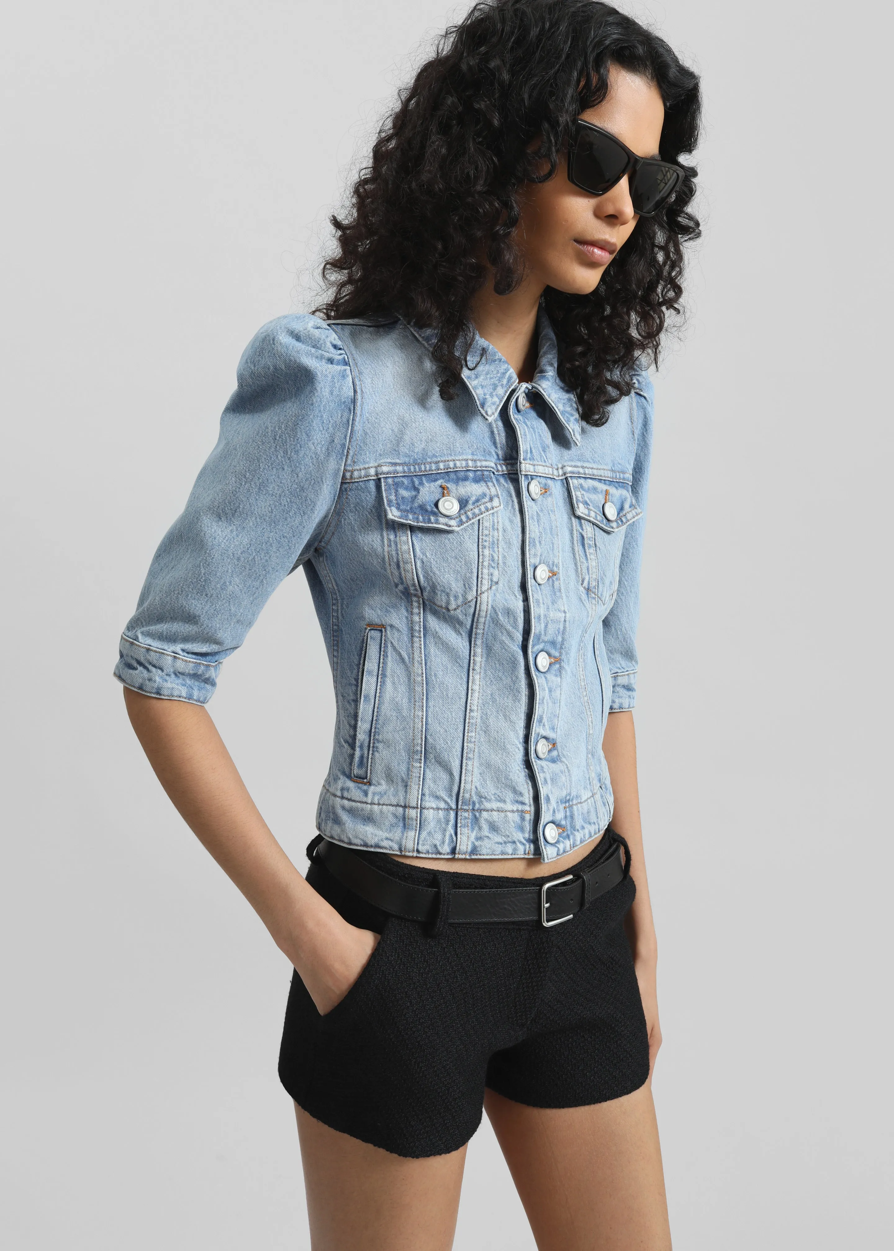 Coperni Slim-Fit Cropped Denim Jacket - Blue sold by Frankie Shop product image thumbnail 3
