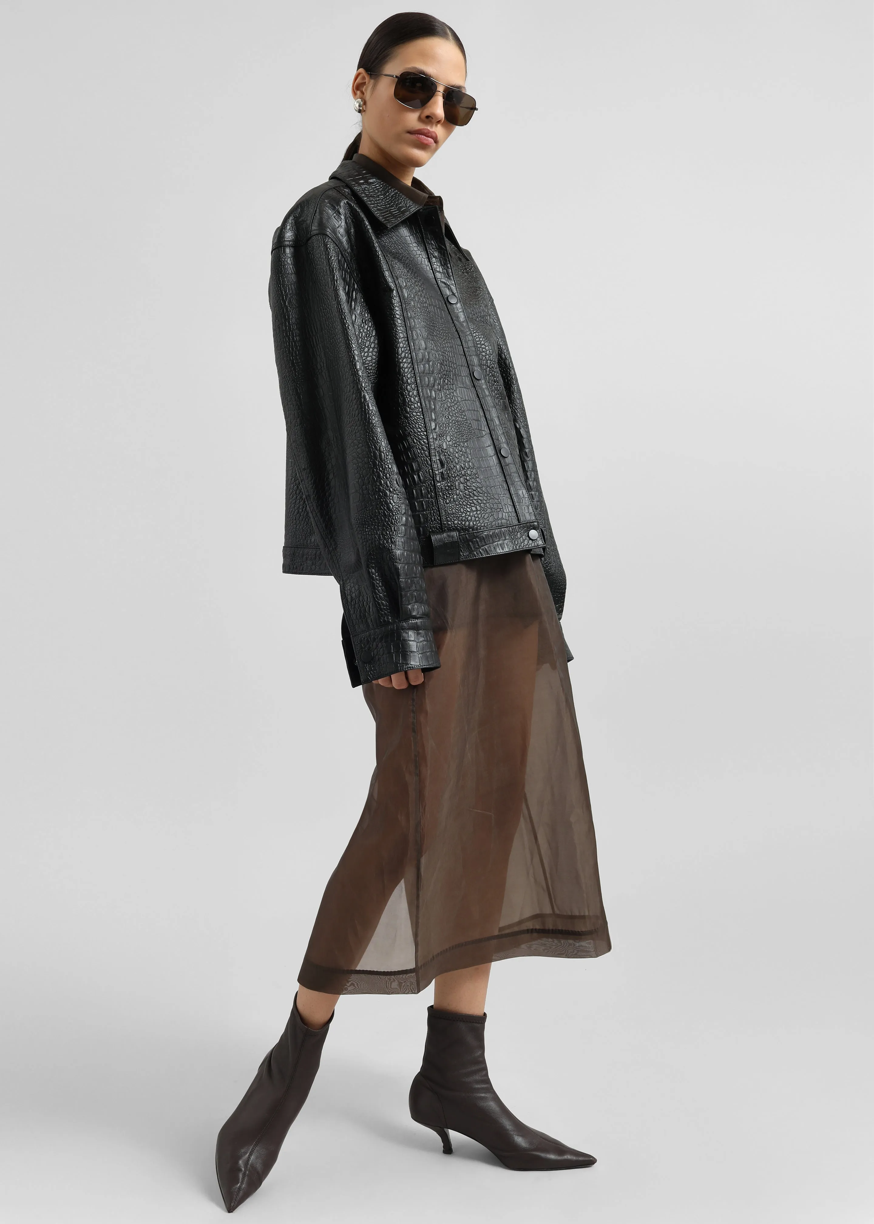 Daloa Croc Leather Jacket - Black sold by Frankie Shop product image thumbnail 5