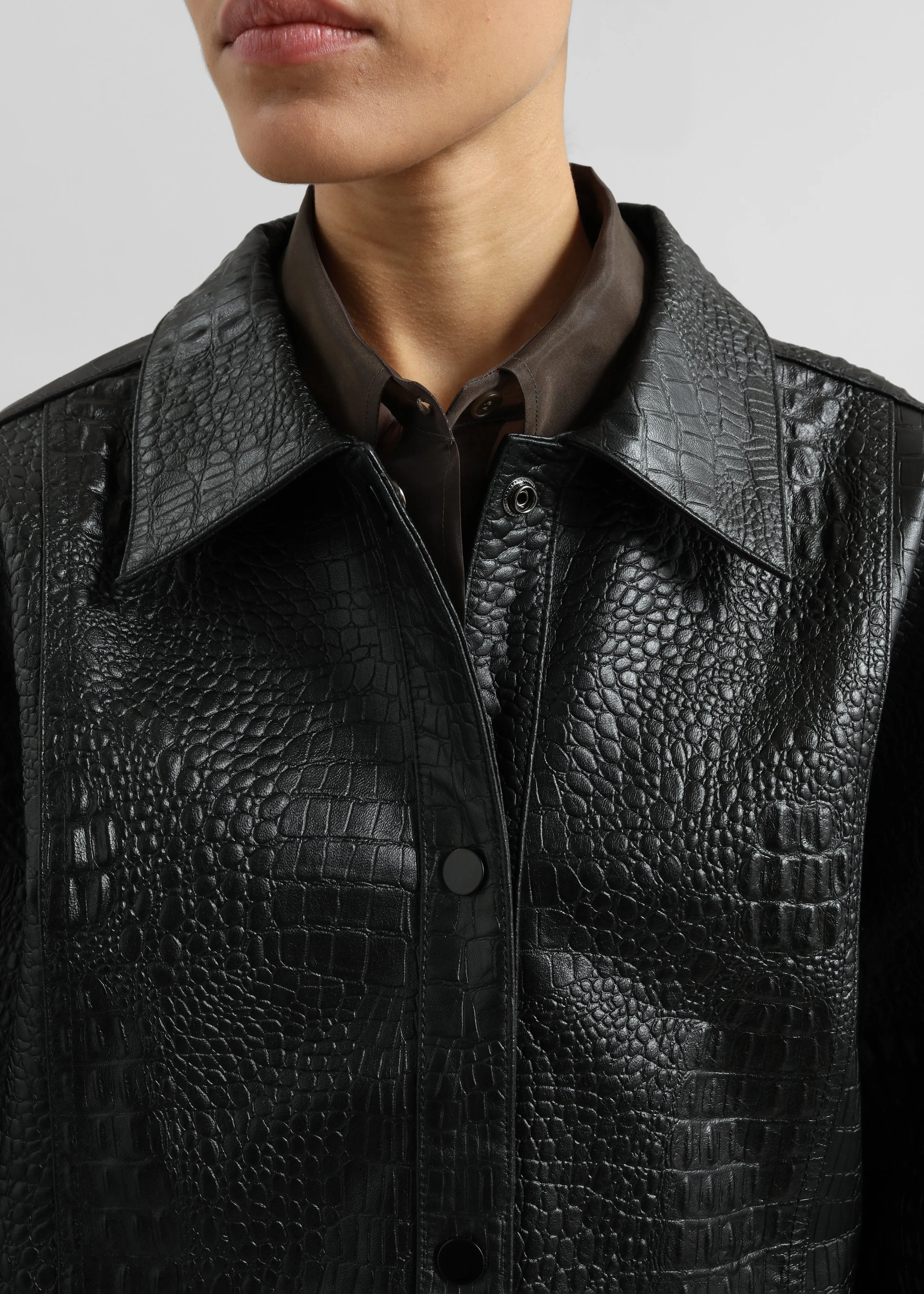 Daloa Croc Leather Jacket - Black sold by Frankie Shop product image thumbnail 4
