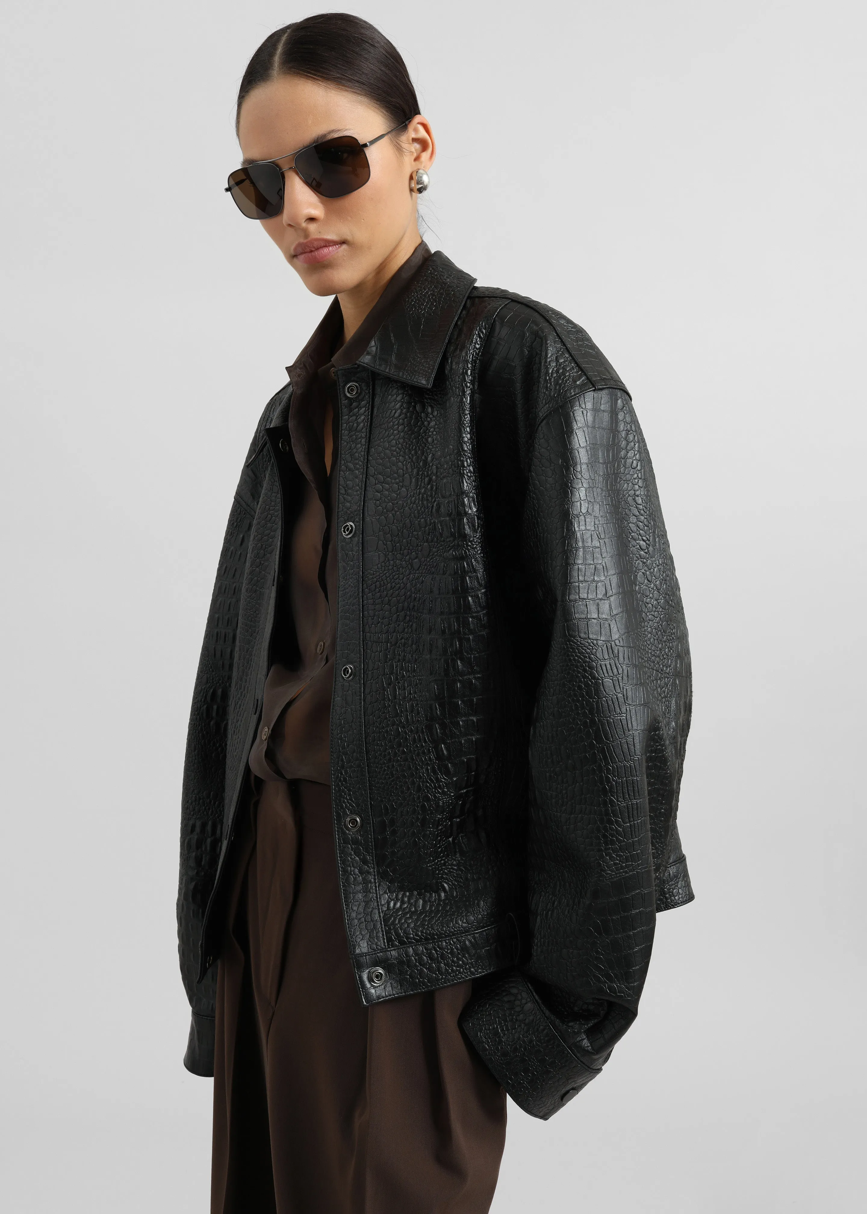 Daloa Croc Leather Jacket - Black sold by Frankie Shop product image thumbnail 2