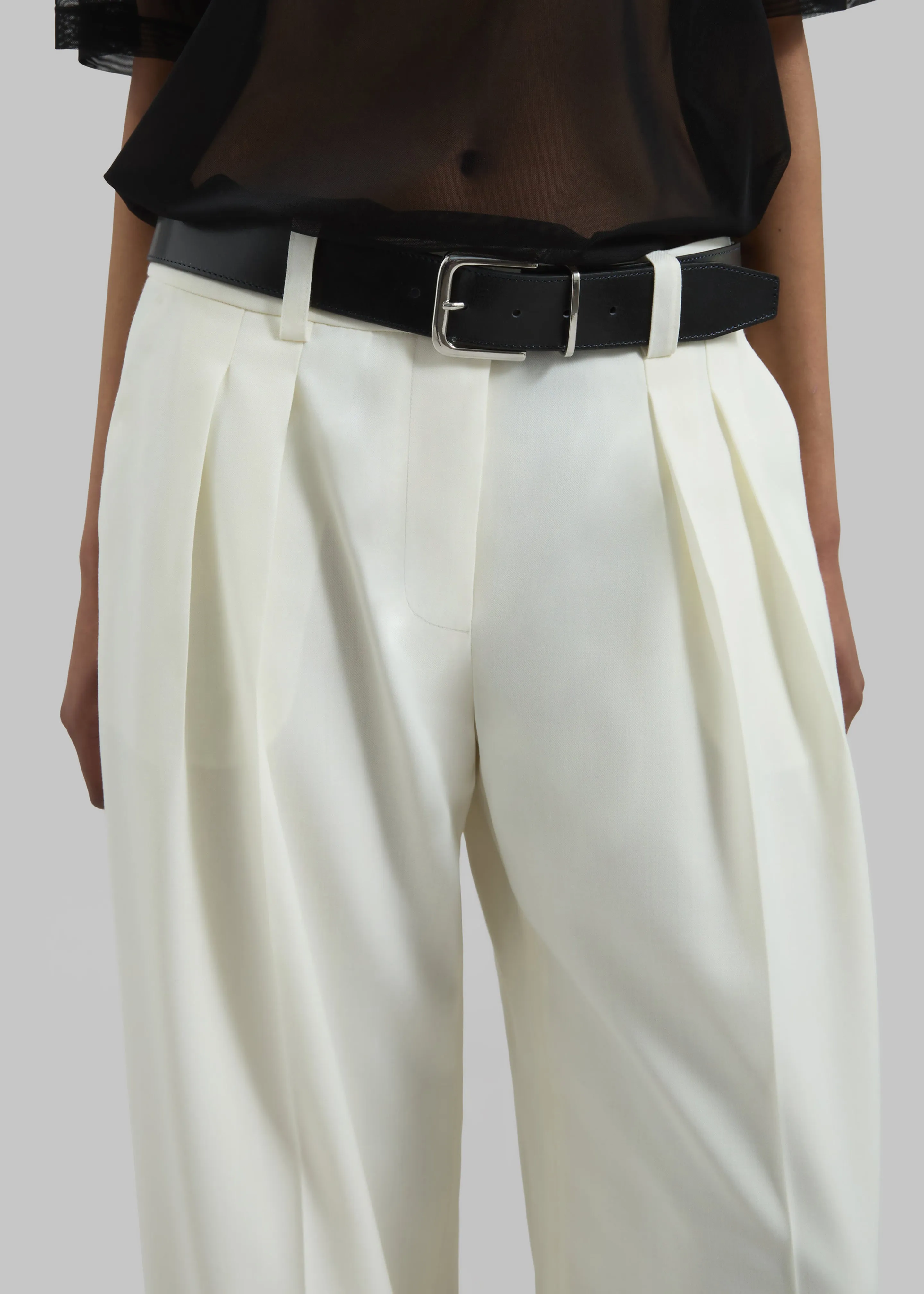 Daytona Pleated Wool Trousers - Off White sold by Frankie Shop product image thumbnail 4