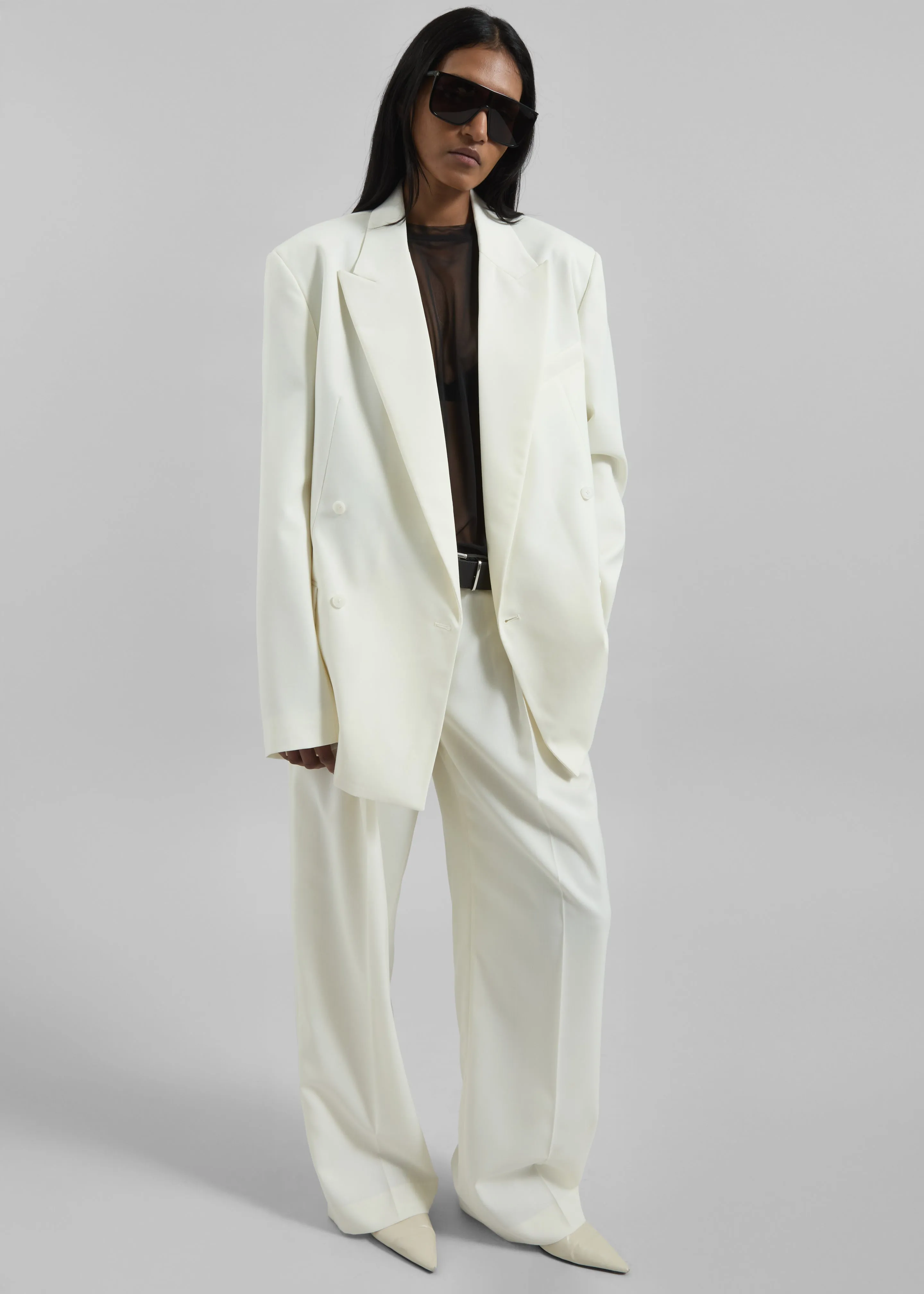 Daytona Pleated Wool Trousers - Off White sold by Frankie Shop product image thumbnail 2