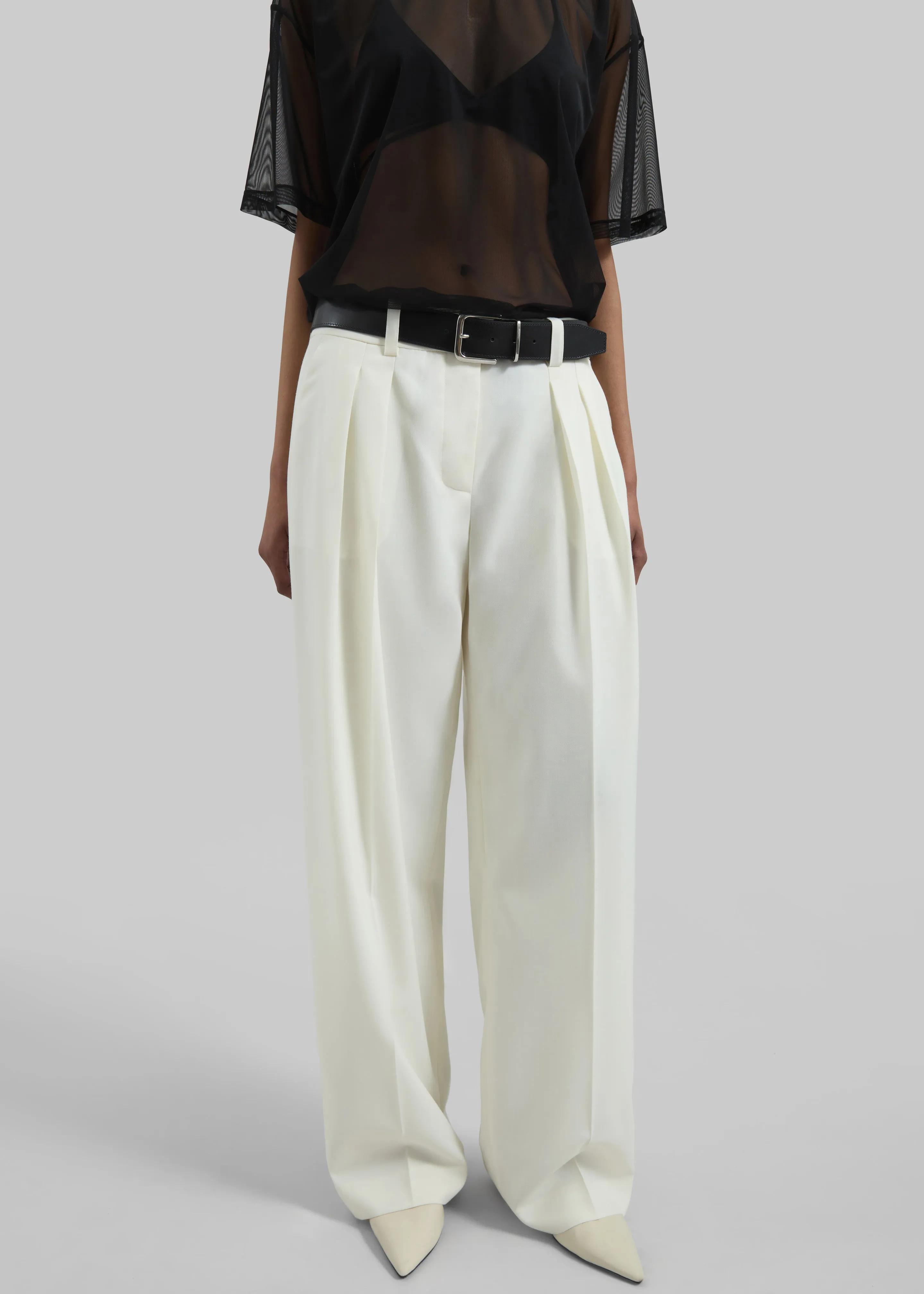 Daytona Pleated Wool Trousers - Off White sold by Frankie Shop product image thumbnail 5