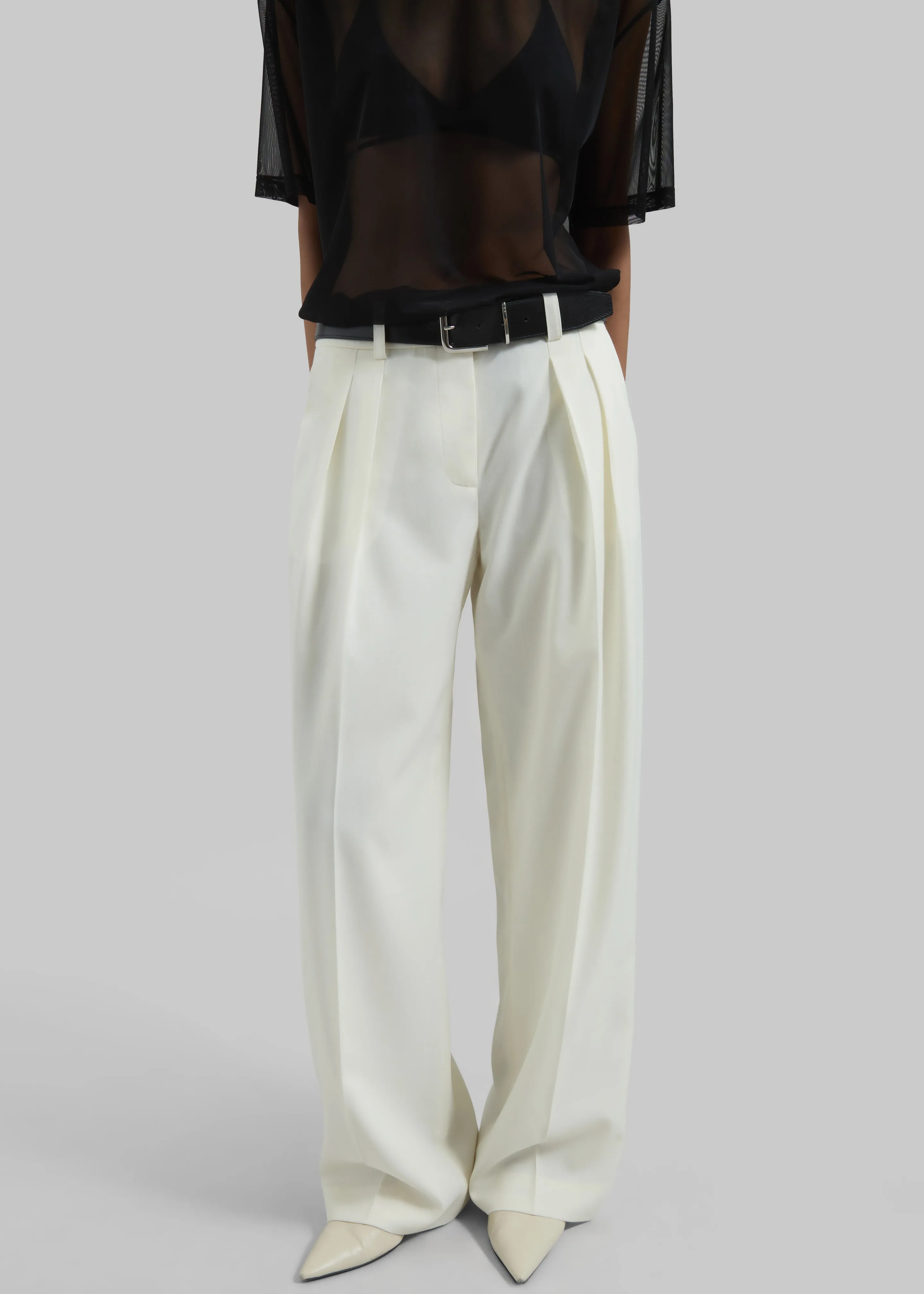 Daytona Pleated Wool Trousers - Off White sold by Frankie Shop