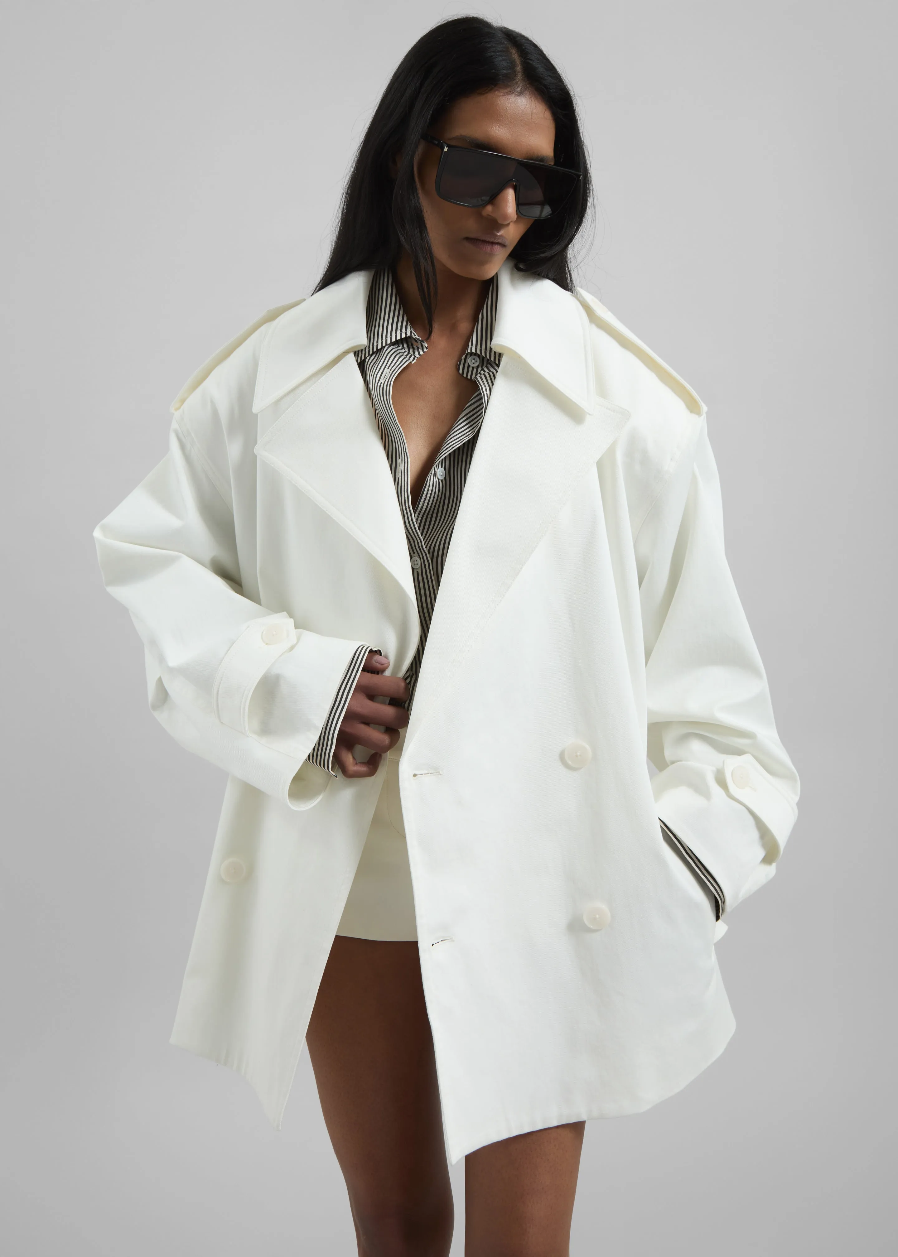 Zurich Oversized Short Trench - Off White sold by Frankie Shop product image thumbnail 4