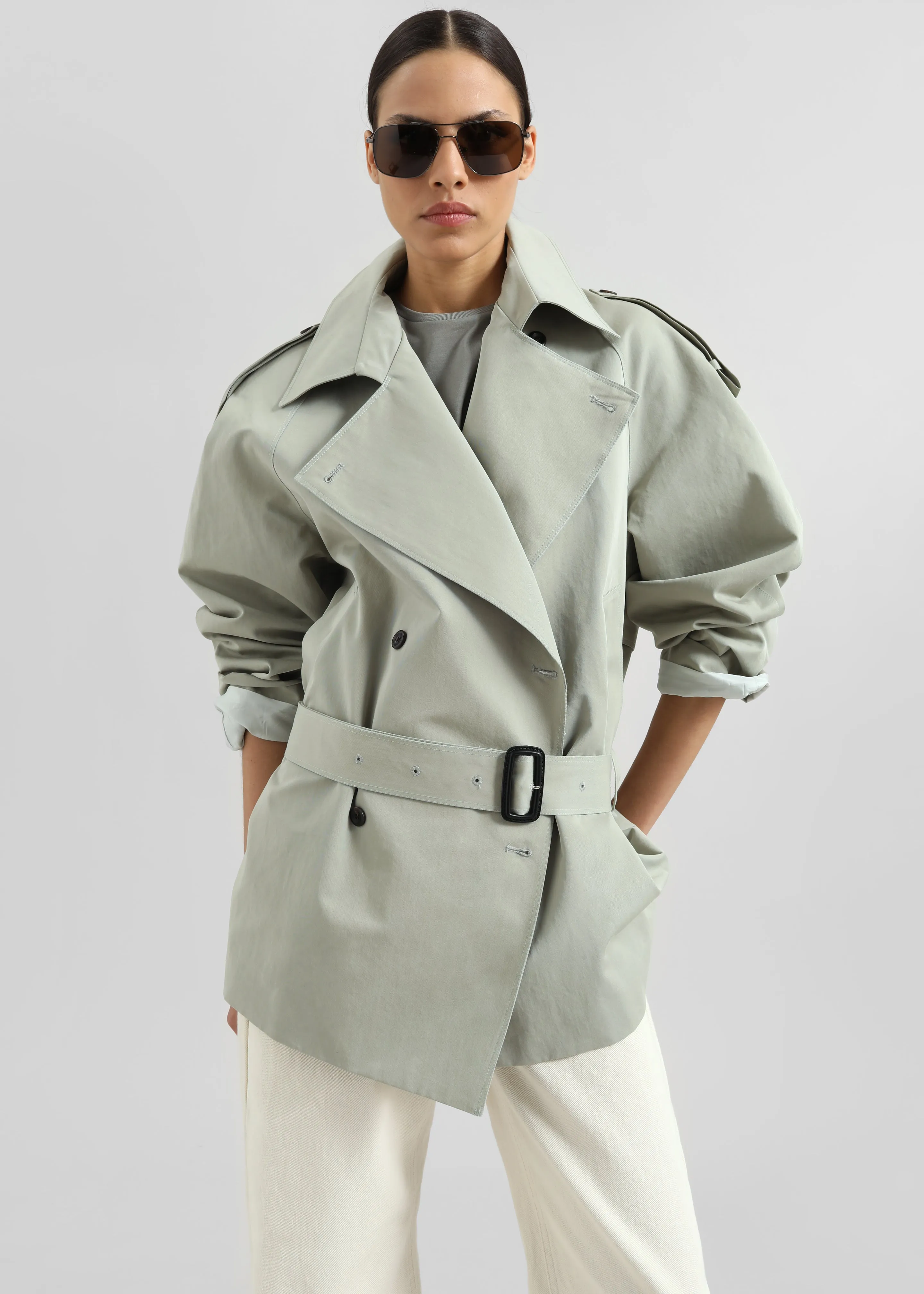 Telford Short Trench - Sage sold by Frankie Shop