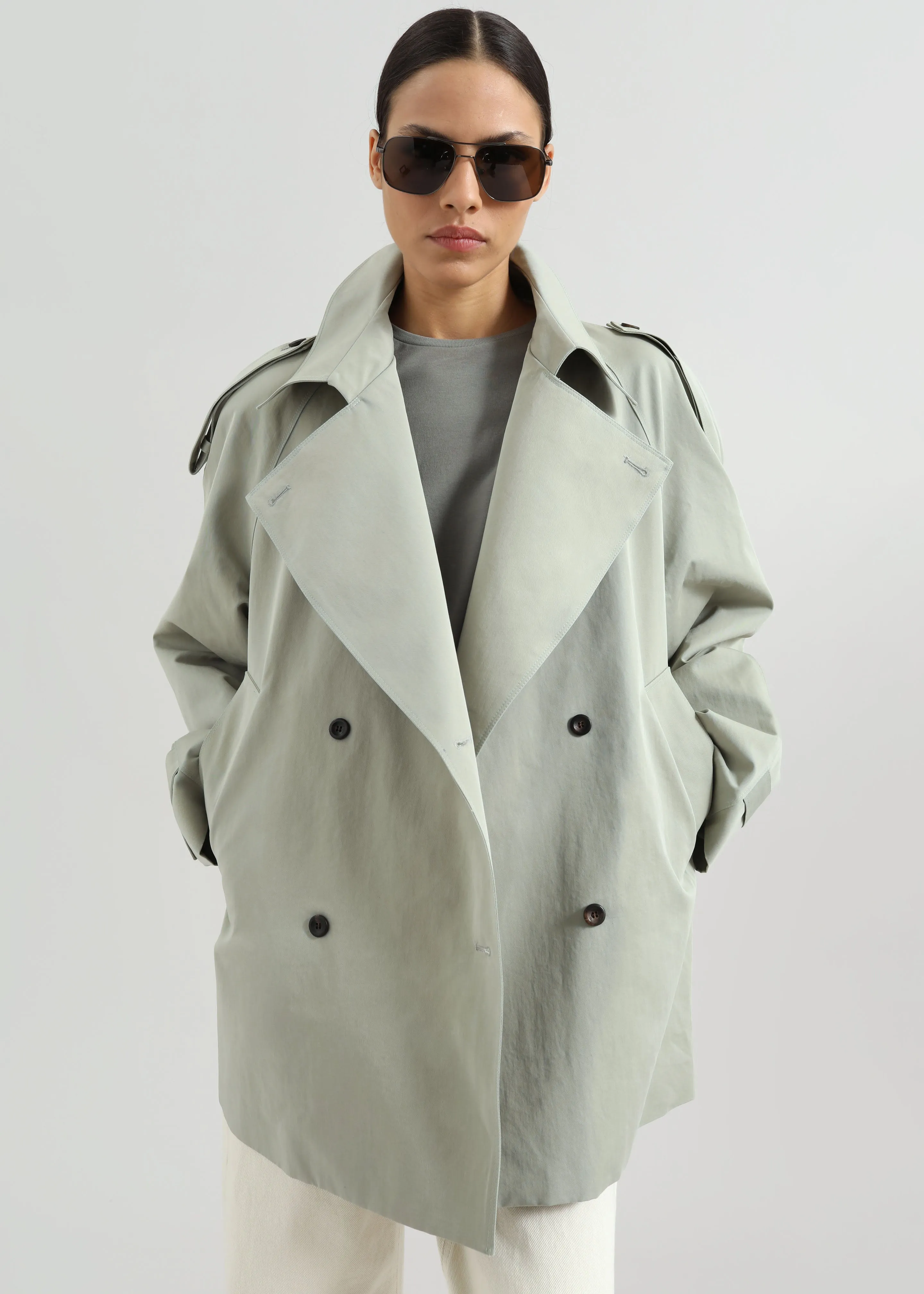 Telford Short Trench - Sage sold by Frankie Shop product image thumbnail 2