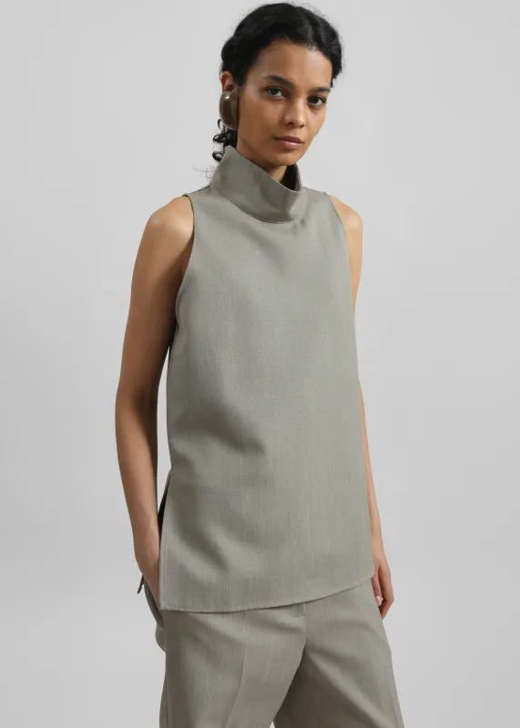 Salcott Mock Neck Top - Taupe sold by Frankie Shop