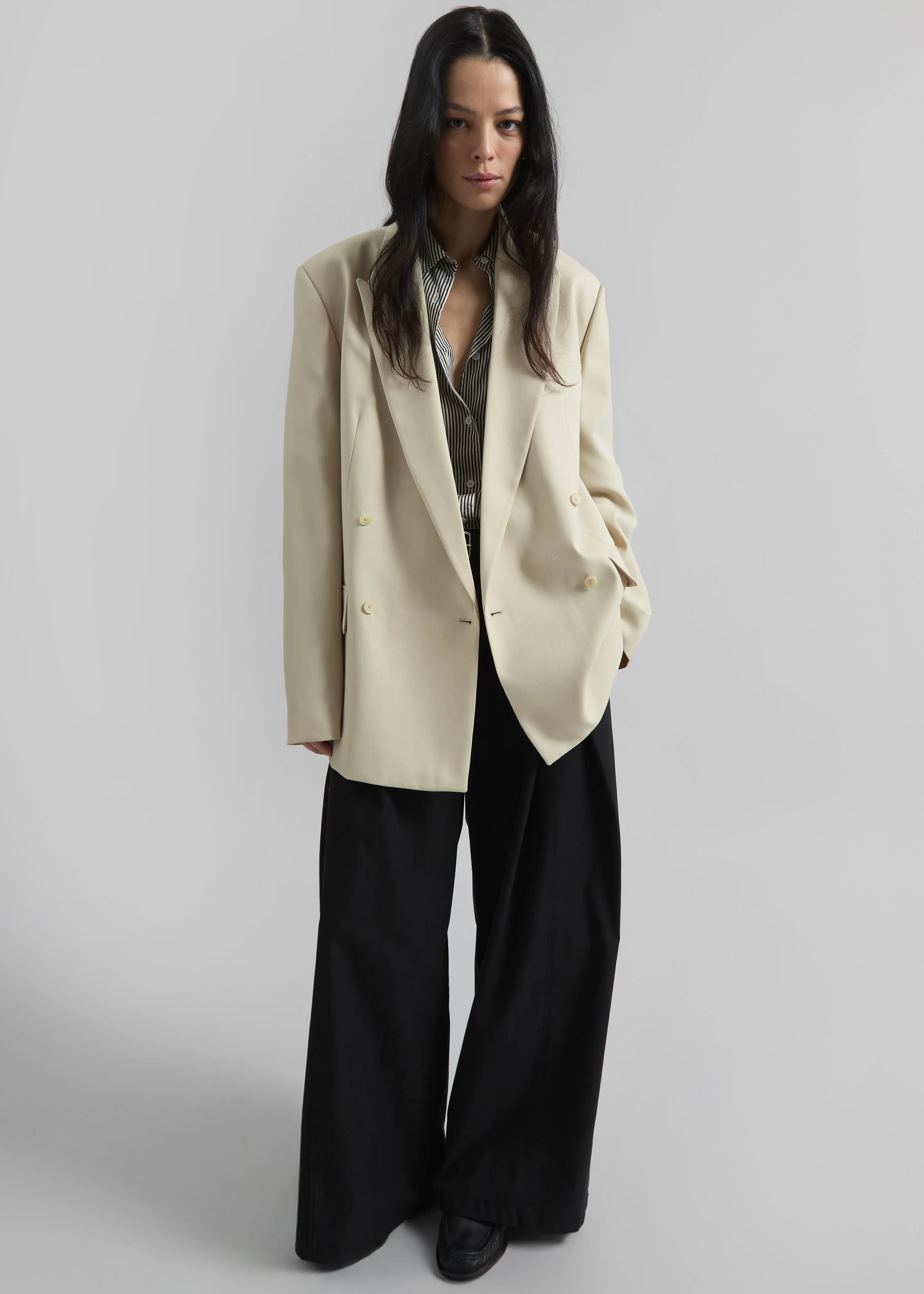 Newark Double Breasted Blazer - Cement sold by Frankie Shop