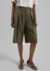 Bilbao Pleated Bermuda Shorts - Khaki sold by Frankie Shop