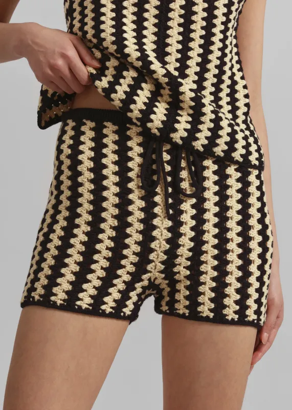 By Malene Birger Dor Crochet Shorts - Black/White sold by Frankie Shop